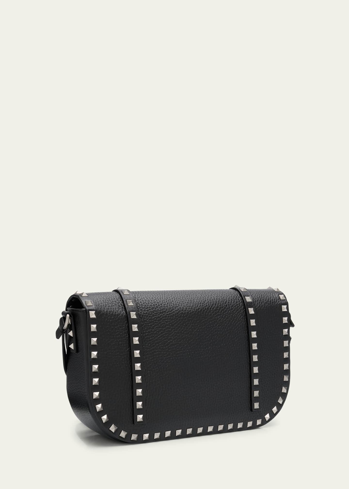 Valentino Garavani Men's Large Leather Rockstud Messenger Bag Image 3 of 6