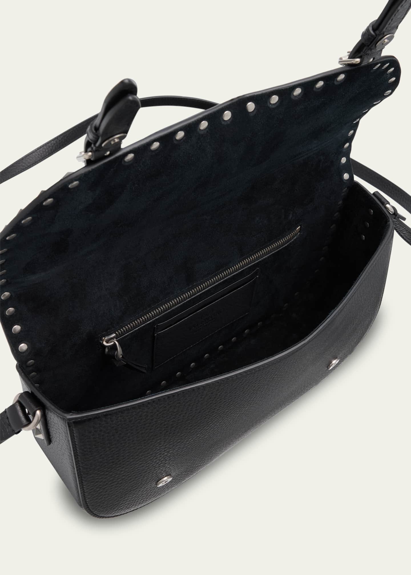 Valentino Garavani Men's Large Leather Rockstud Messenger Bag Image 4 of 6