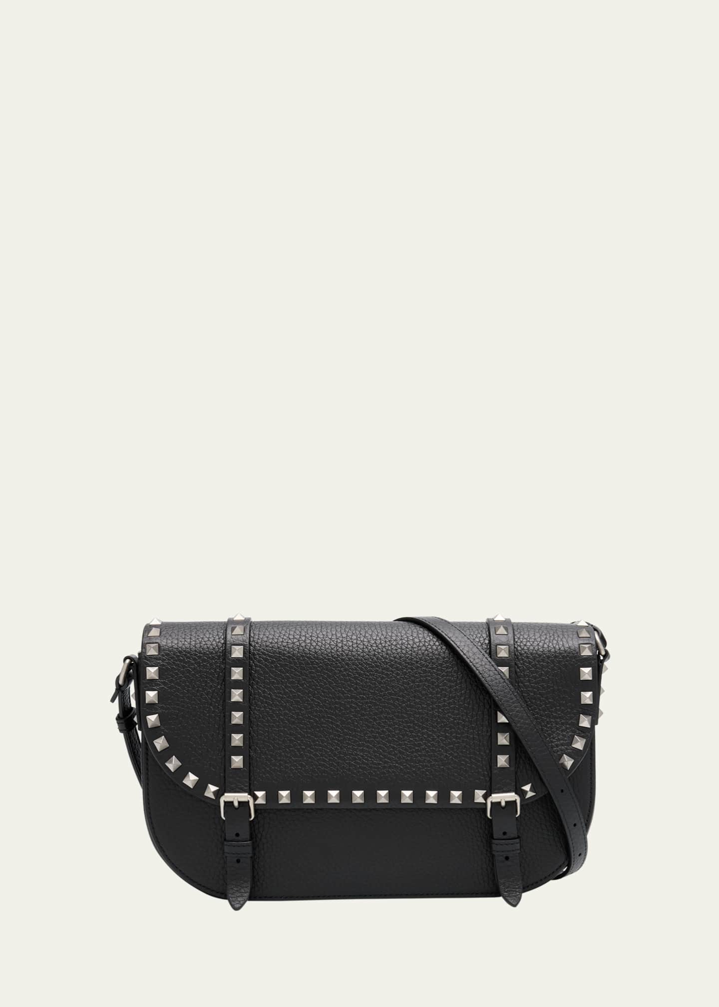 Valentino Garavani Men's Large Leather Rockstud Messenger Bag Image 1 of 6