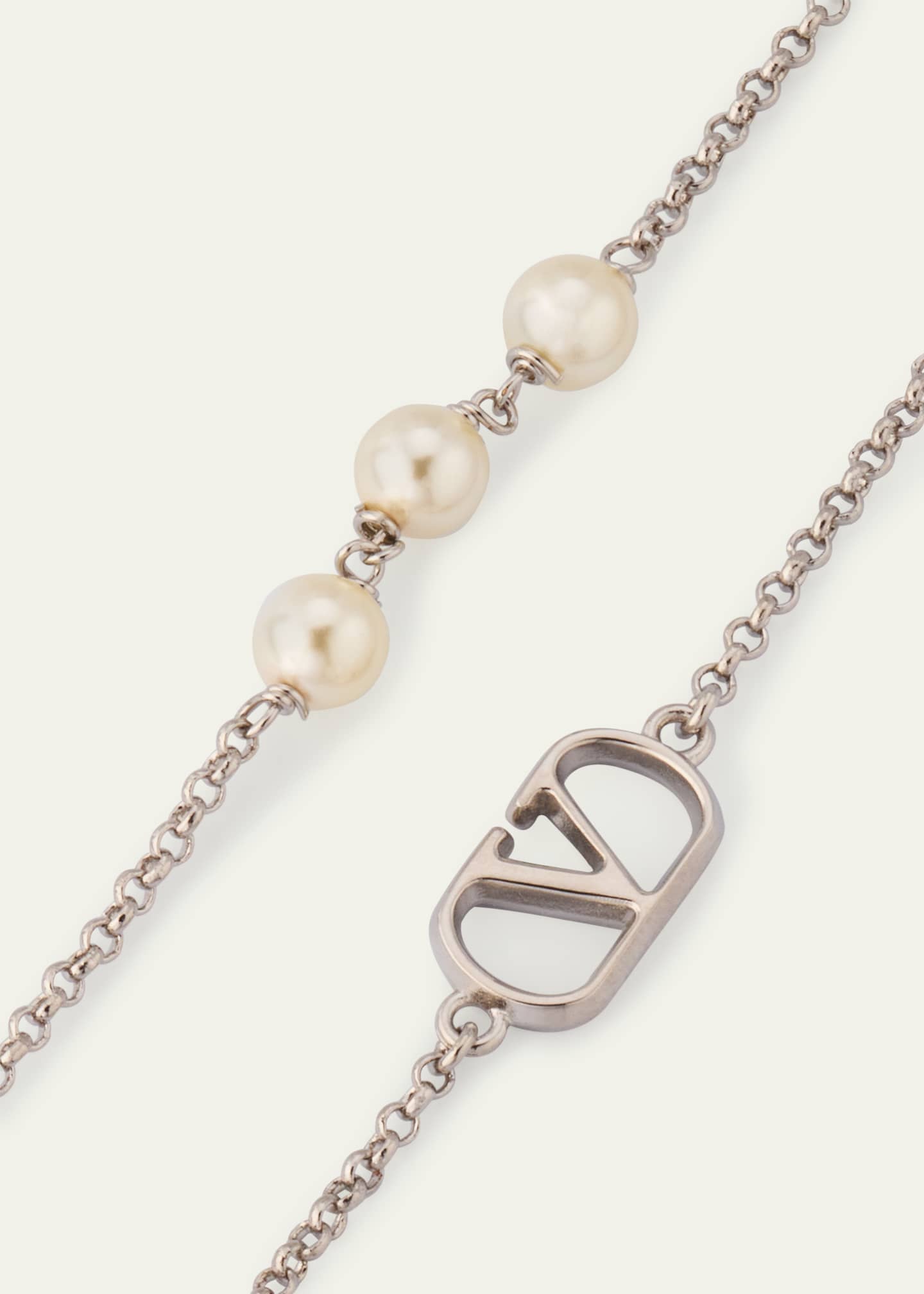 Valentino Garavani Men's VLogo Signature Necklace with Swarovski® Pearls Image 3 of 4