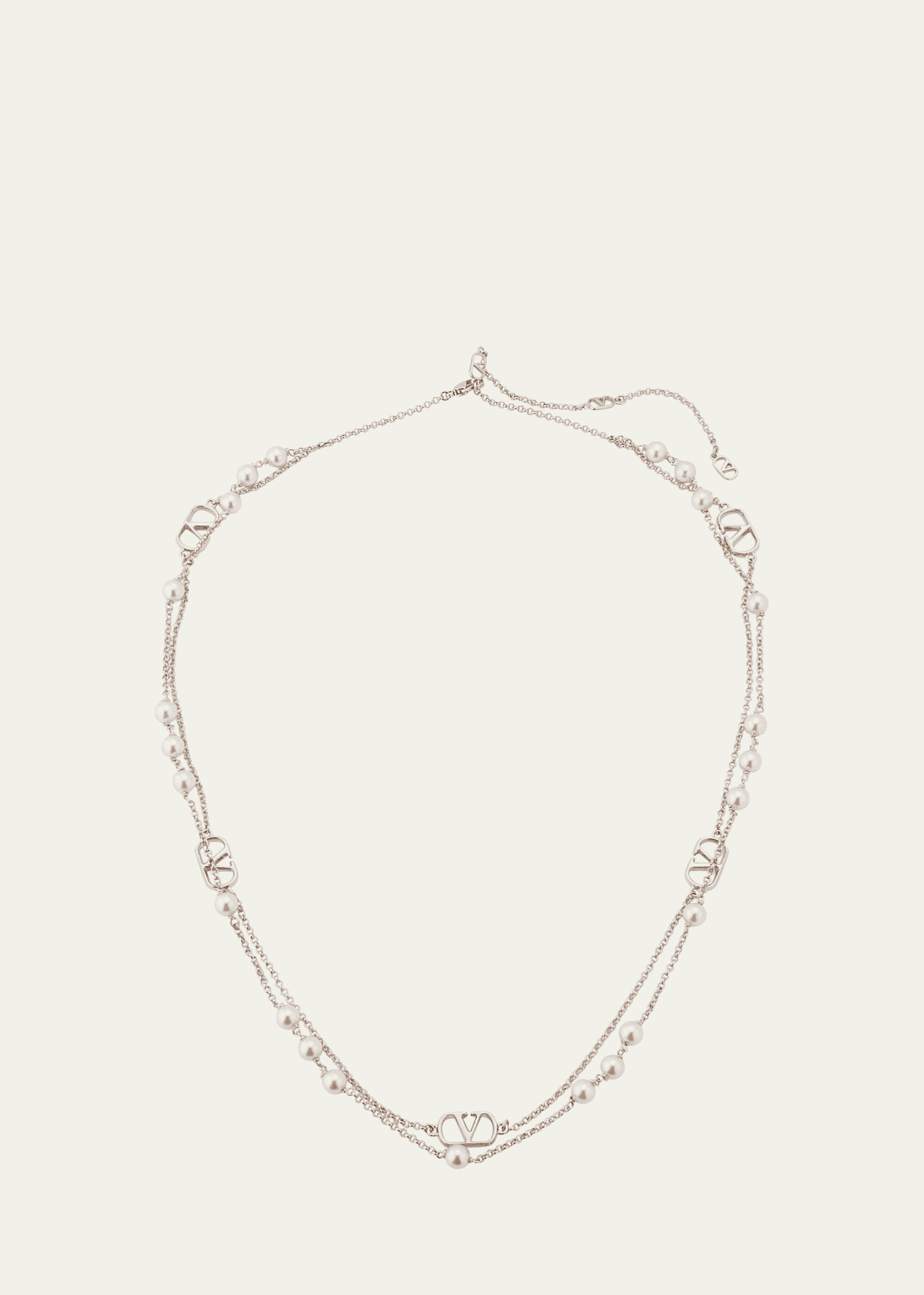 Valentino Garavani Men's VLogo Signature Necklace with Swarovski® Pearls Image 1 of 4