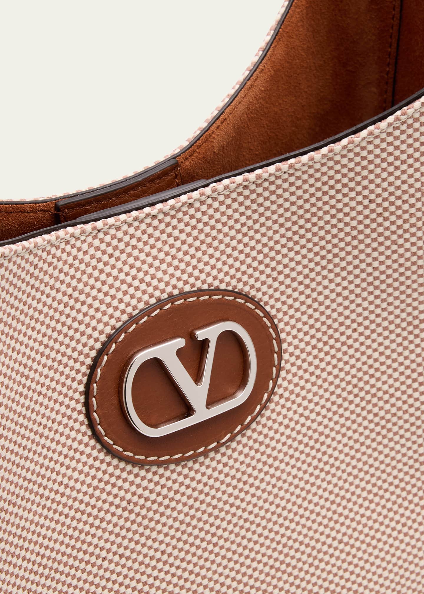Valentino Garavani Men's Medium Canvas and Leather Hobo Bag Image 6 of 6