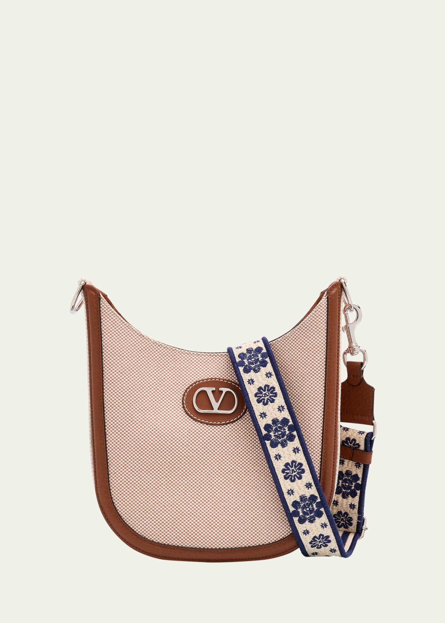 Valentino Garavani Men's Medium Canvas and Leather Hobo Bag Image 1 of 6