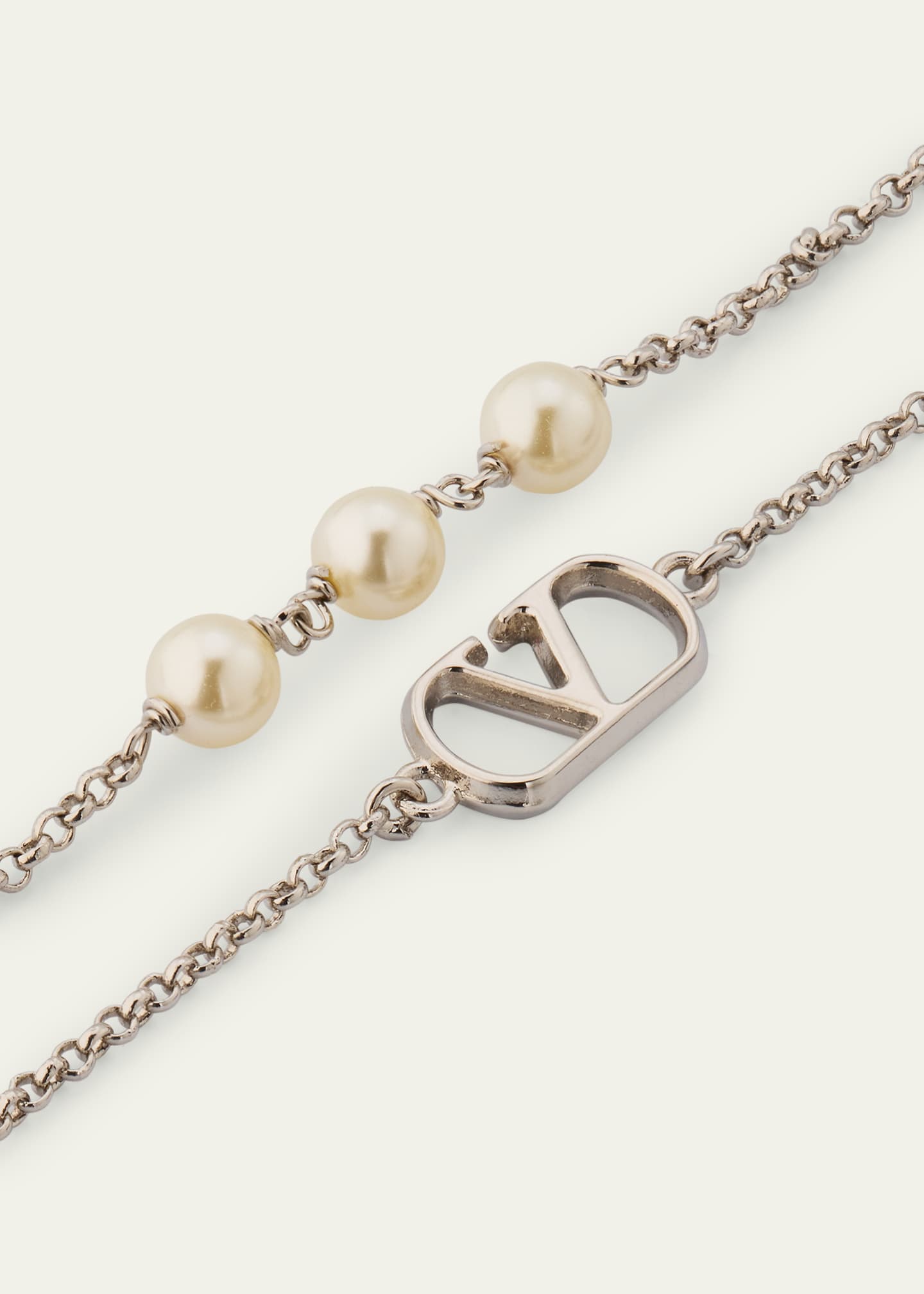Valentino Garavani Men's VLogo Signature Necklace with Swarovski® Pearls Image 3 of 4