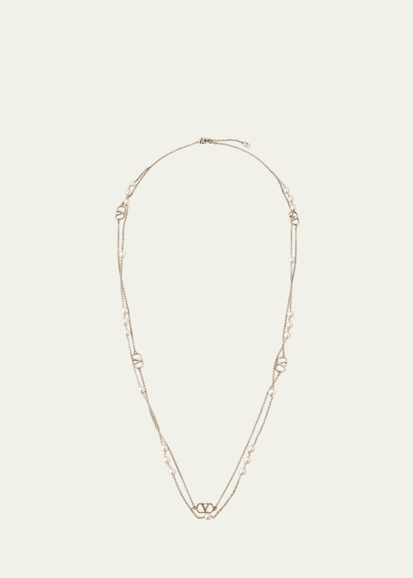Valentino Garavani Men's VLogo Signature Necklace with Swarovski® Pearls Image 1 of 4