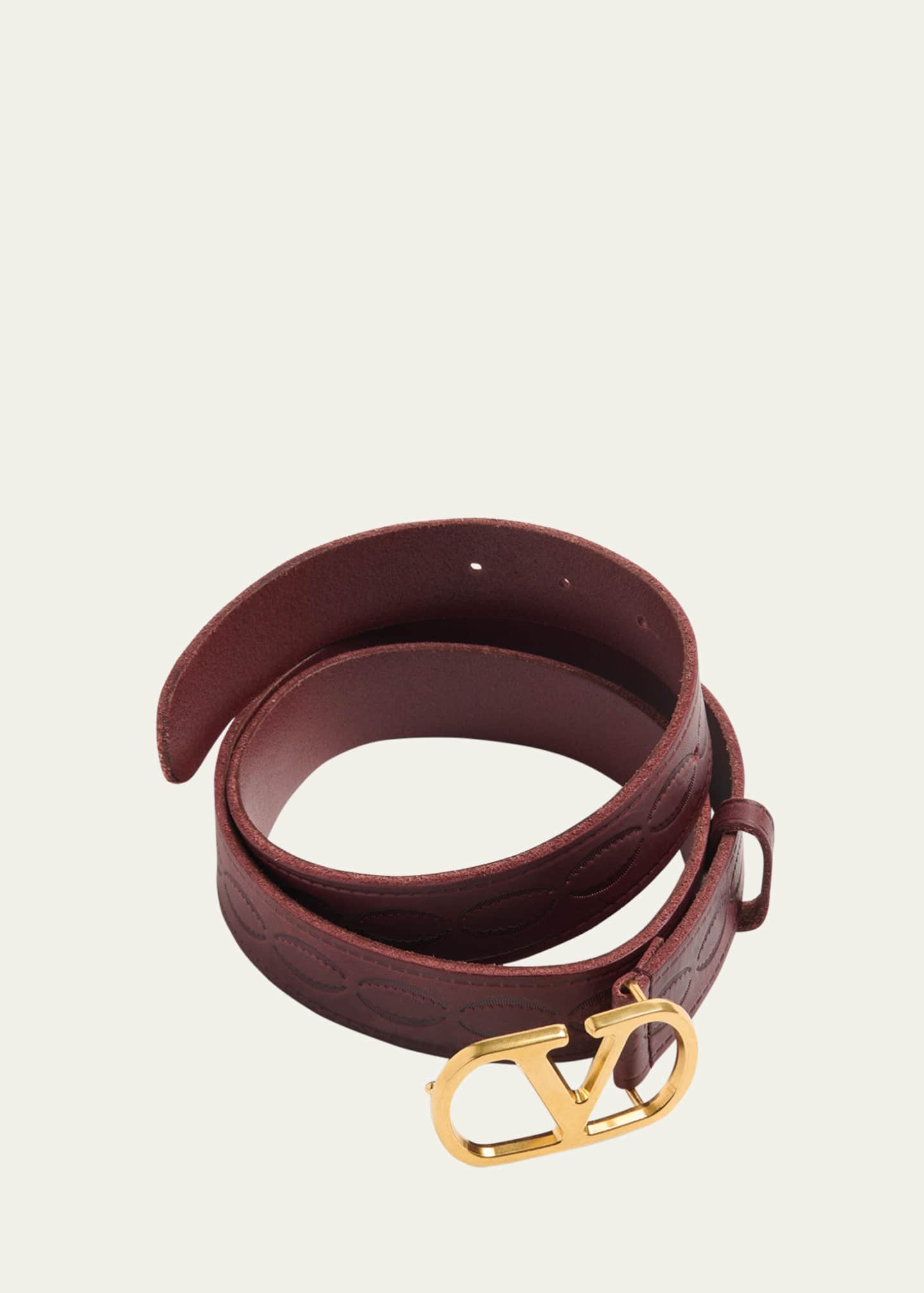 Valentino Garavani Men's Leather V Logo Buckle Belt Image 1 of 2