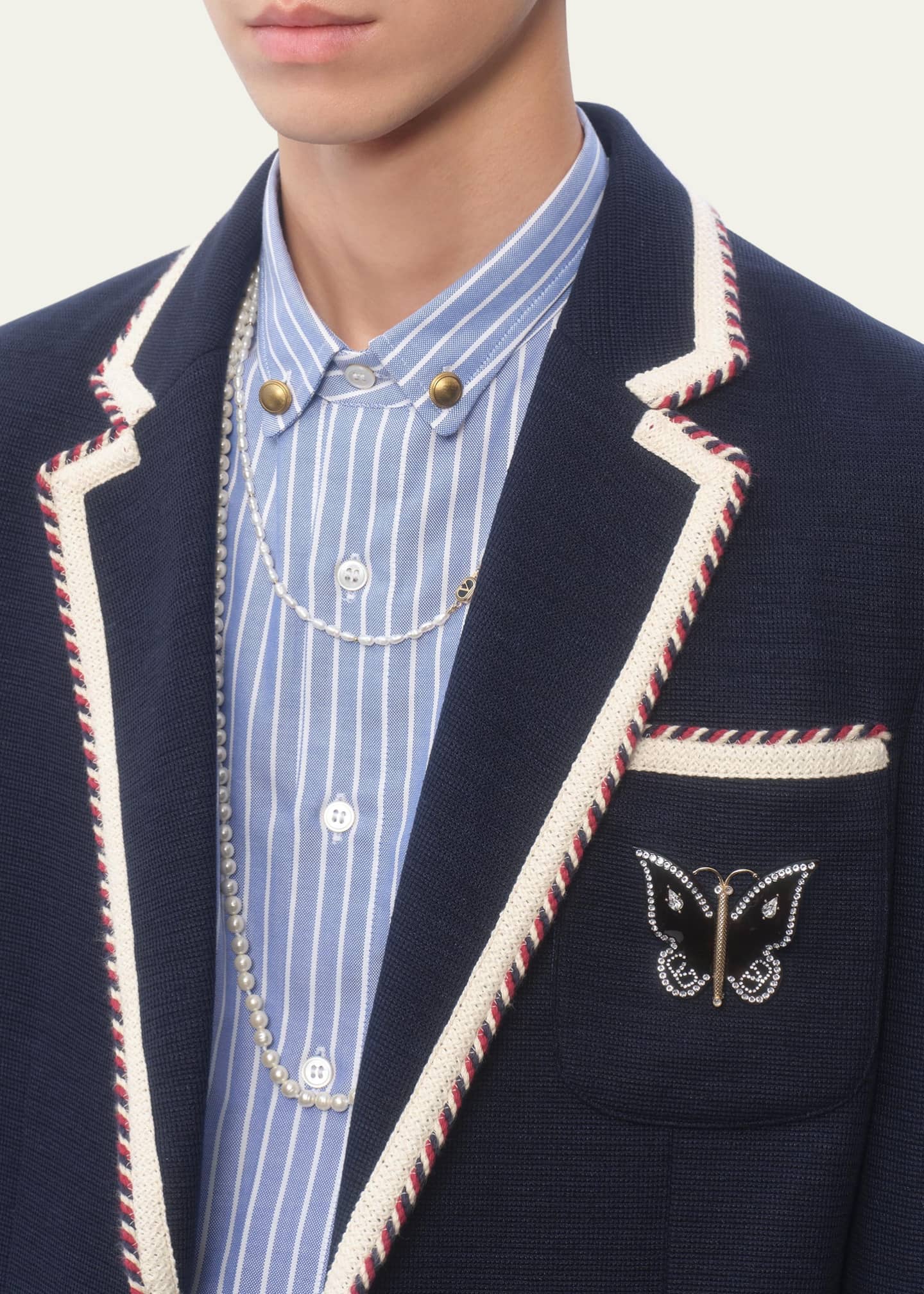 Valentino Garavani Men's Resin and Crystal Butterfly Brooch Image 2 of 2