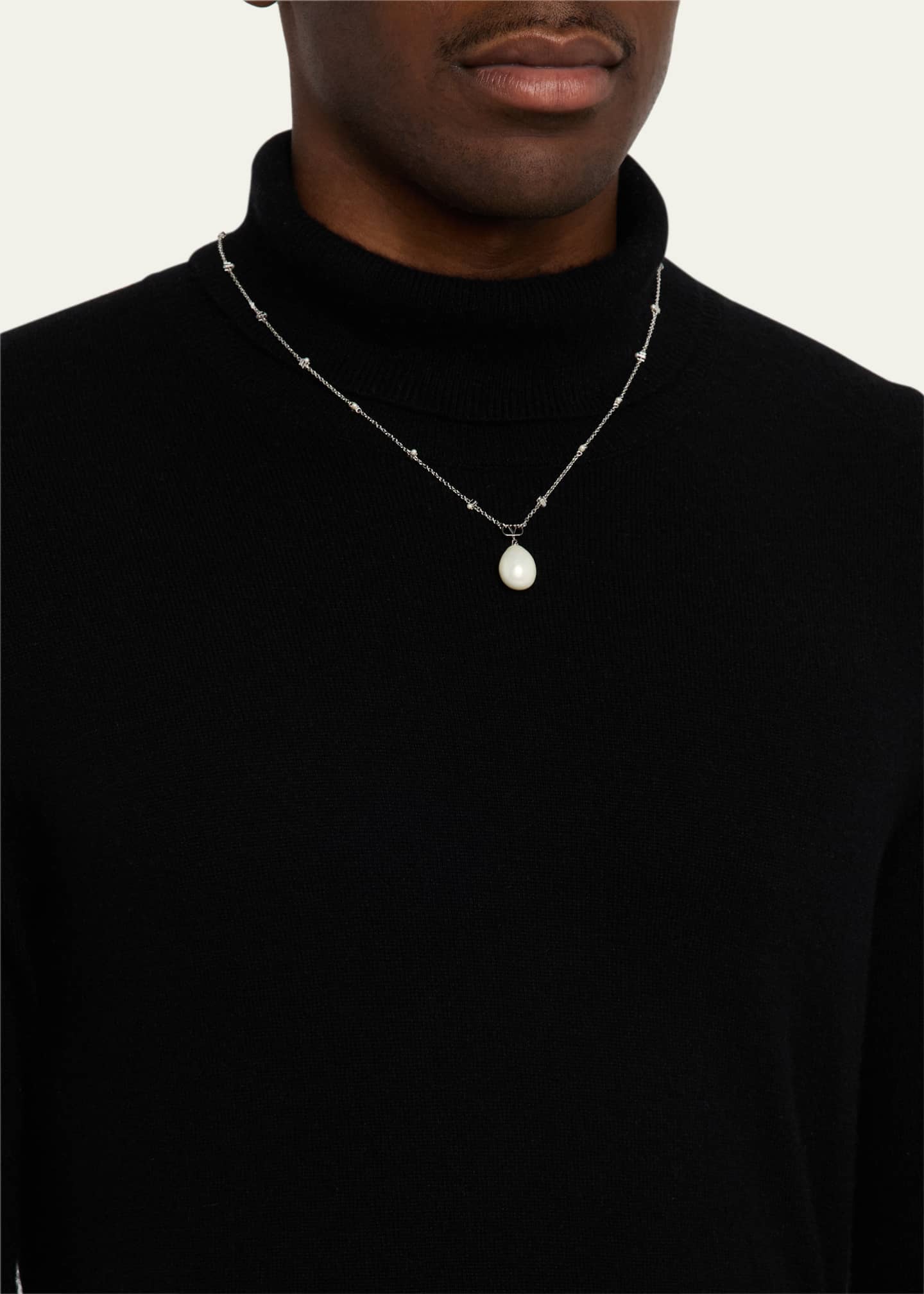 Valentino Garavani Men's VLogo Signature Pearly Necklace with Crystals Image 2 of 4