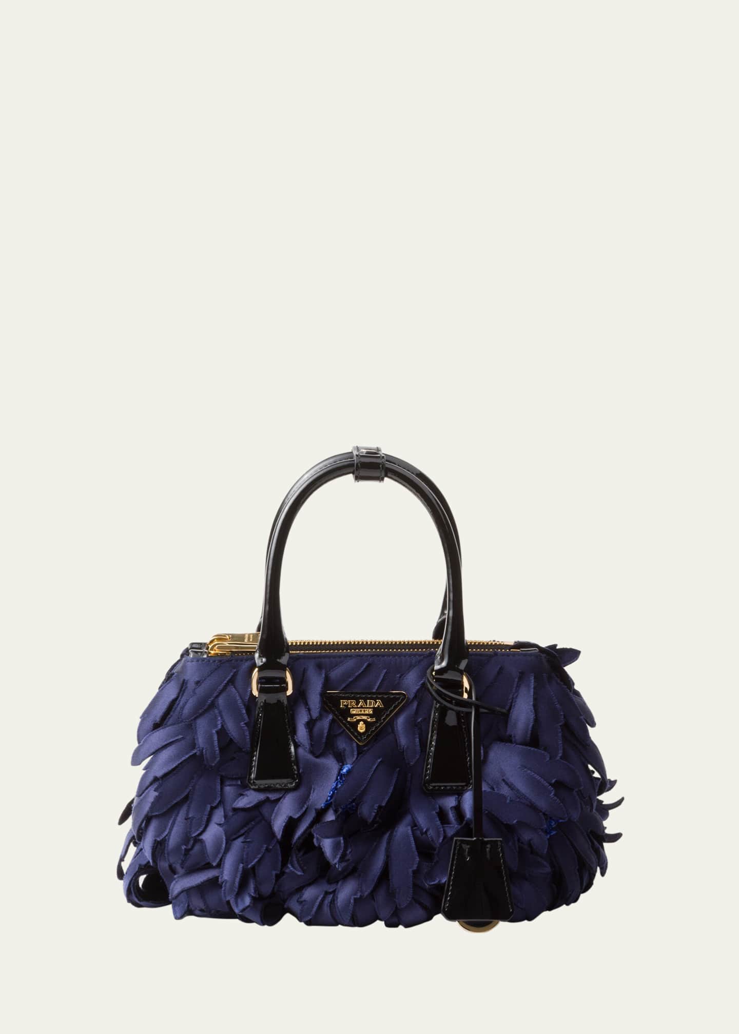 Prada Galleria Feathered Leather Top-Handle Bag Image 1 of 3