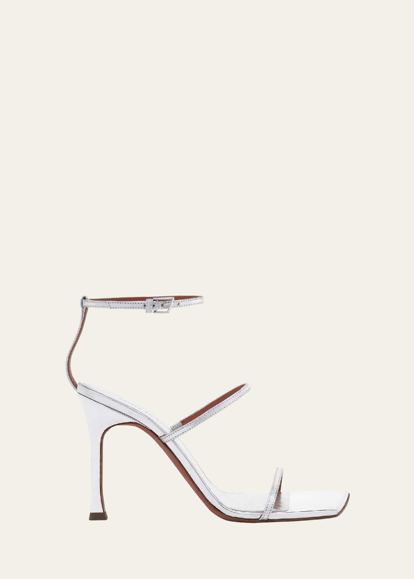 Amina Muaddi Maya Metallic Strappy Stiletto Sandals Image 1 of 3