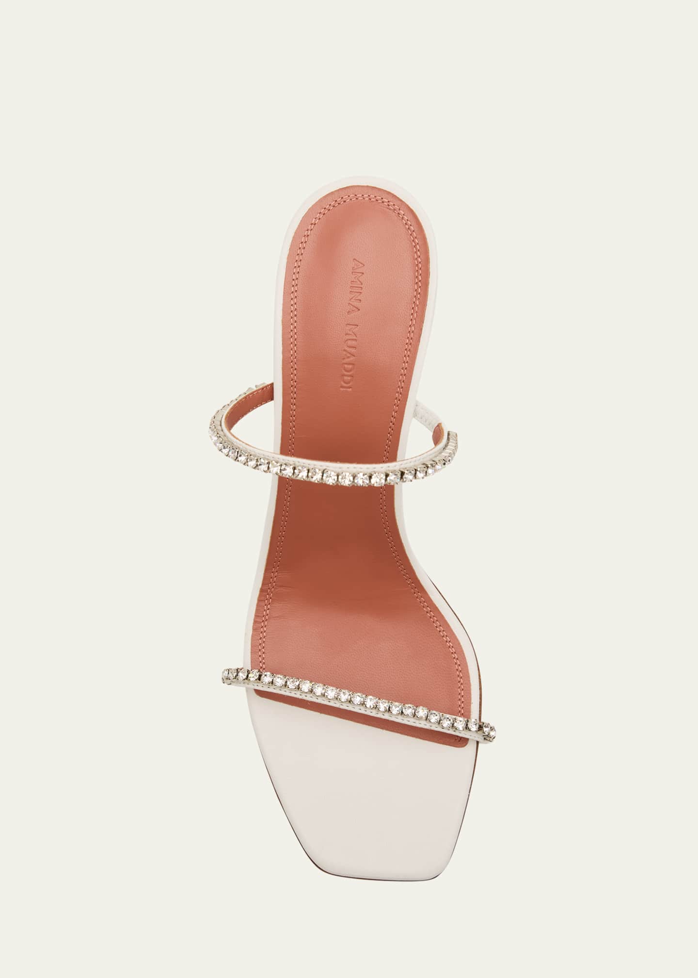 Amina Muaddi Gilda Crystal Leather Slide Sandals Image 5 of 5
