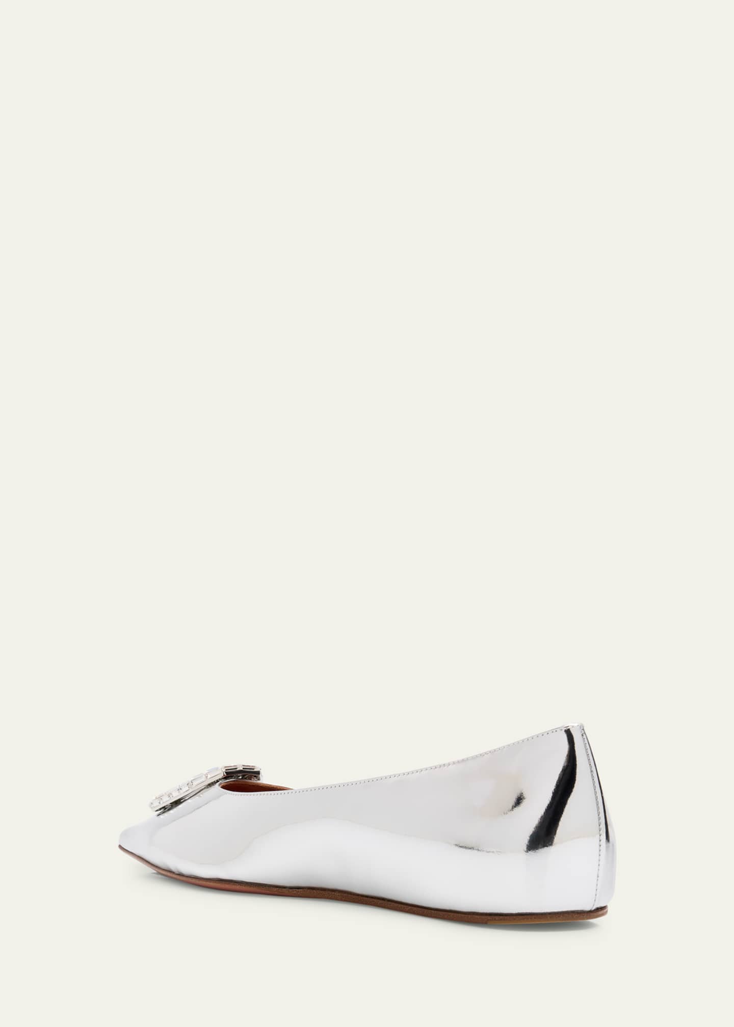 Amina Muaddi Camelia Metallic Leather Ballerina Flats Image 4 of 7