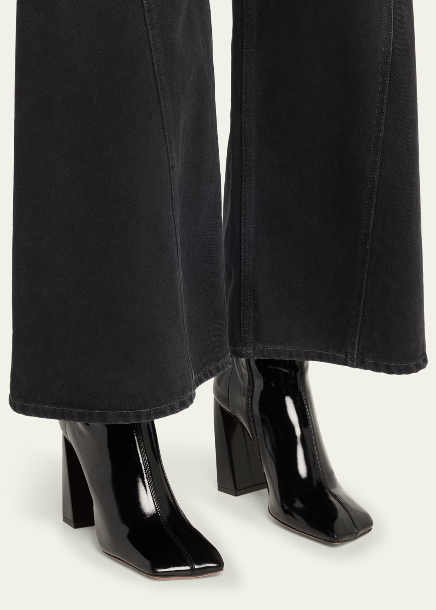 Amina Muaddi Marine Calfskin Stretch Booties Image 2 of 3
