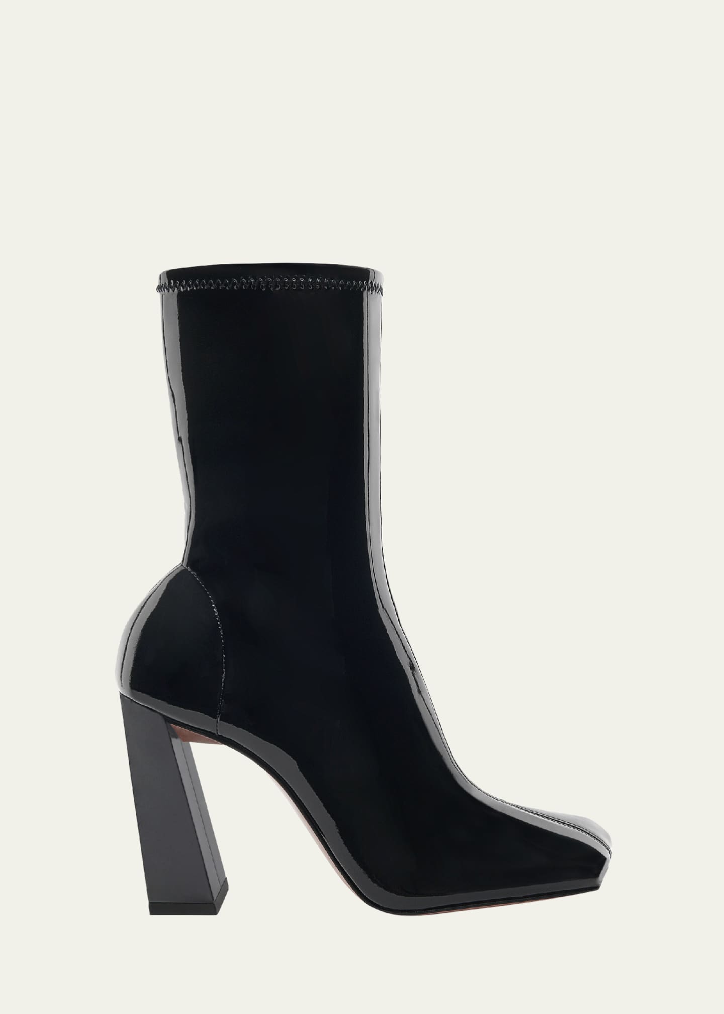 Amina Muaddi Marine Calfskin Stretch Booties Image 1 of 3