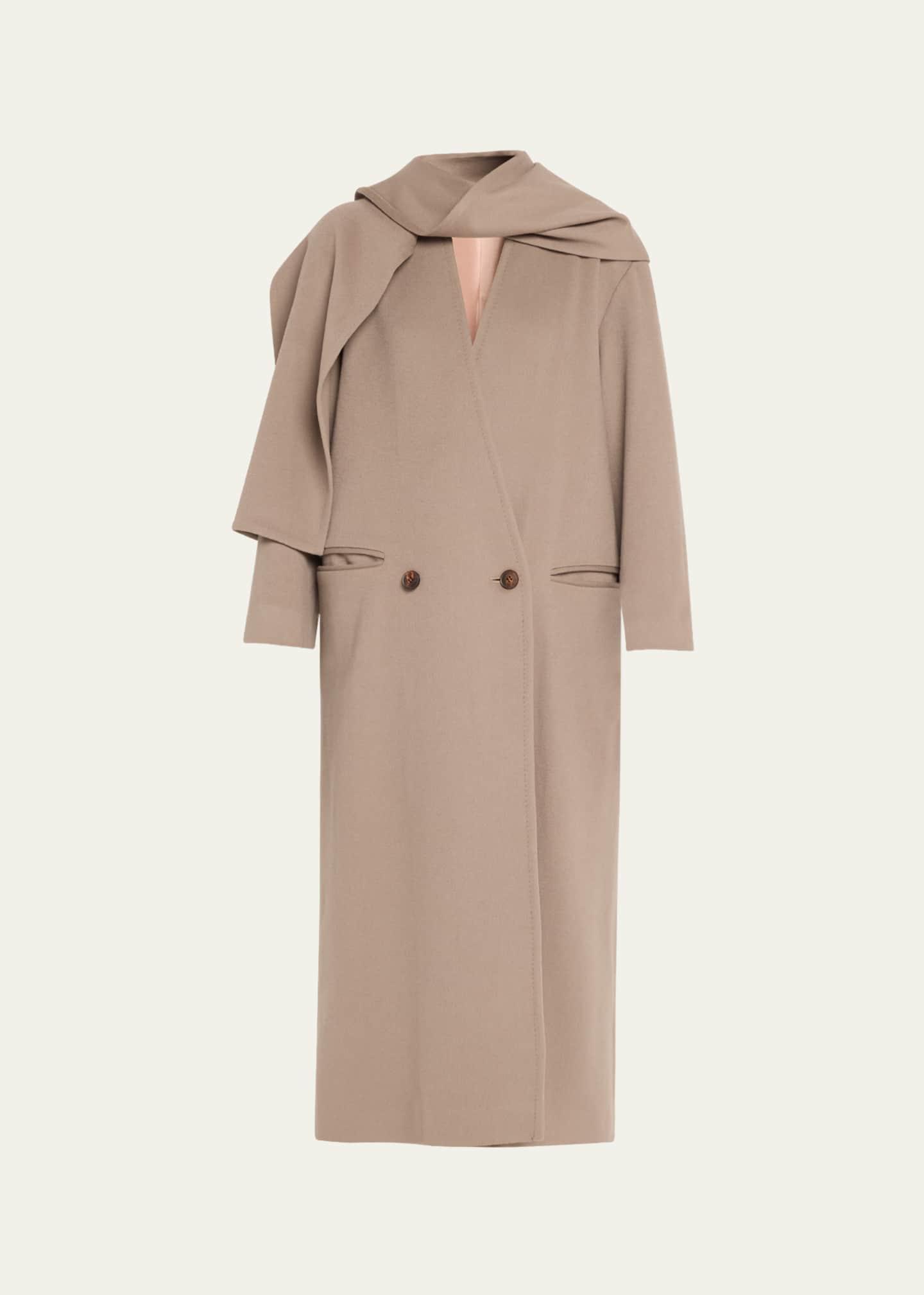Fleurette Vince Wool Maxi Coat with Detachable Scarf