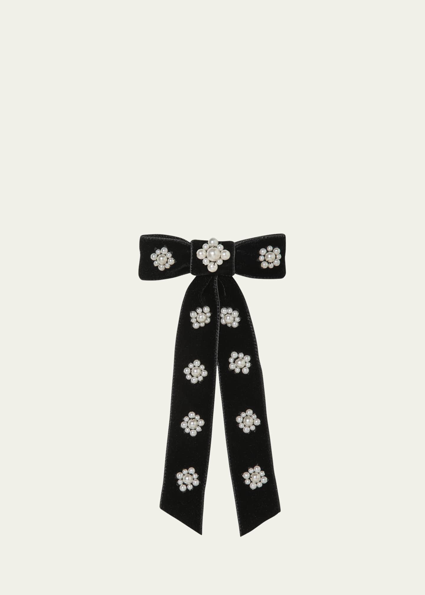 Jennifer Behr Lynette Pearly Velvet Bow Barrette