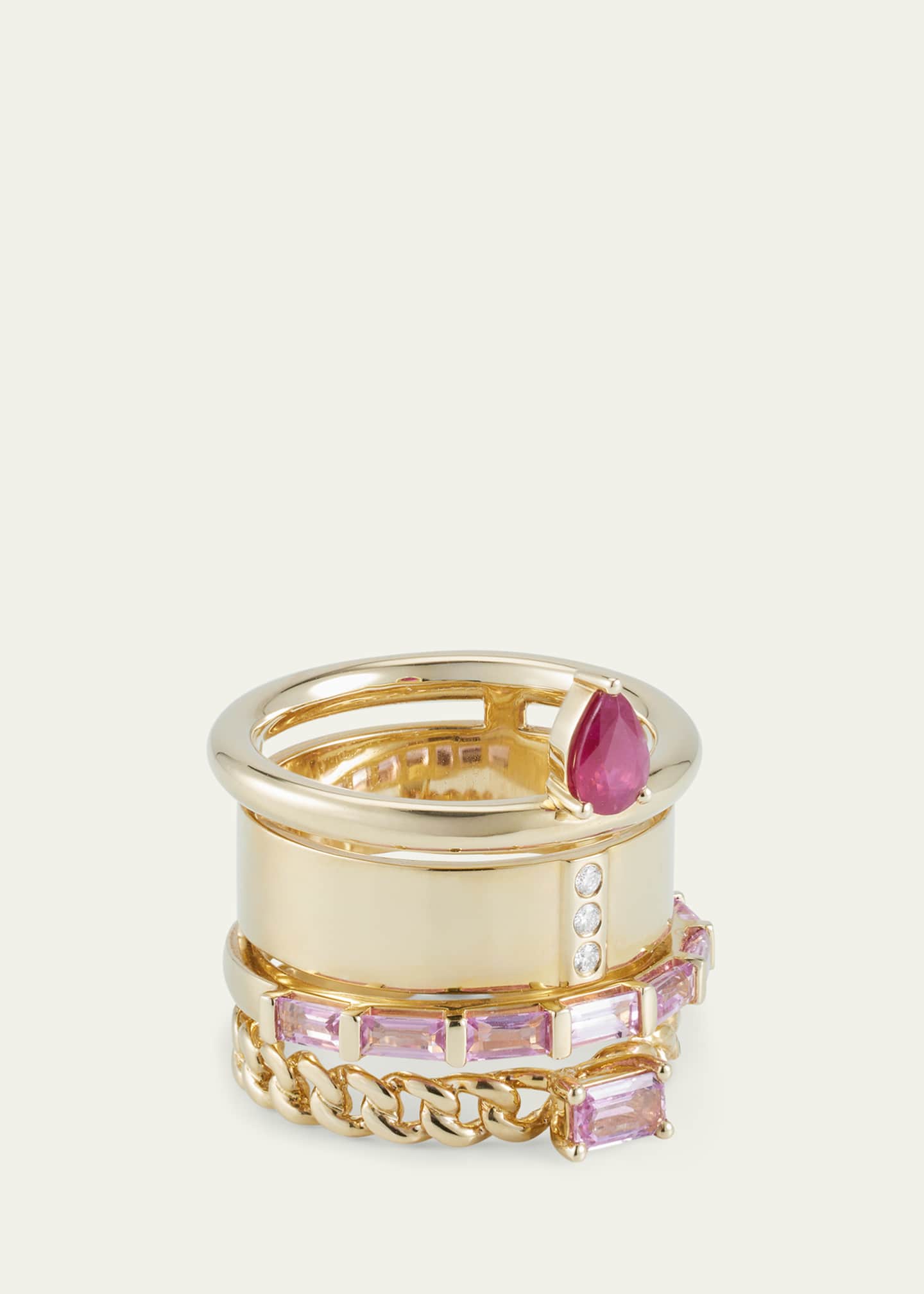 TYPE JEWELRY 14K Yellow Gold The Type Pink Stack Diamond Ring with Ruby and Sapphires Image 3 of 4