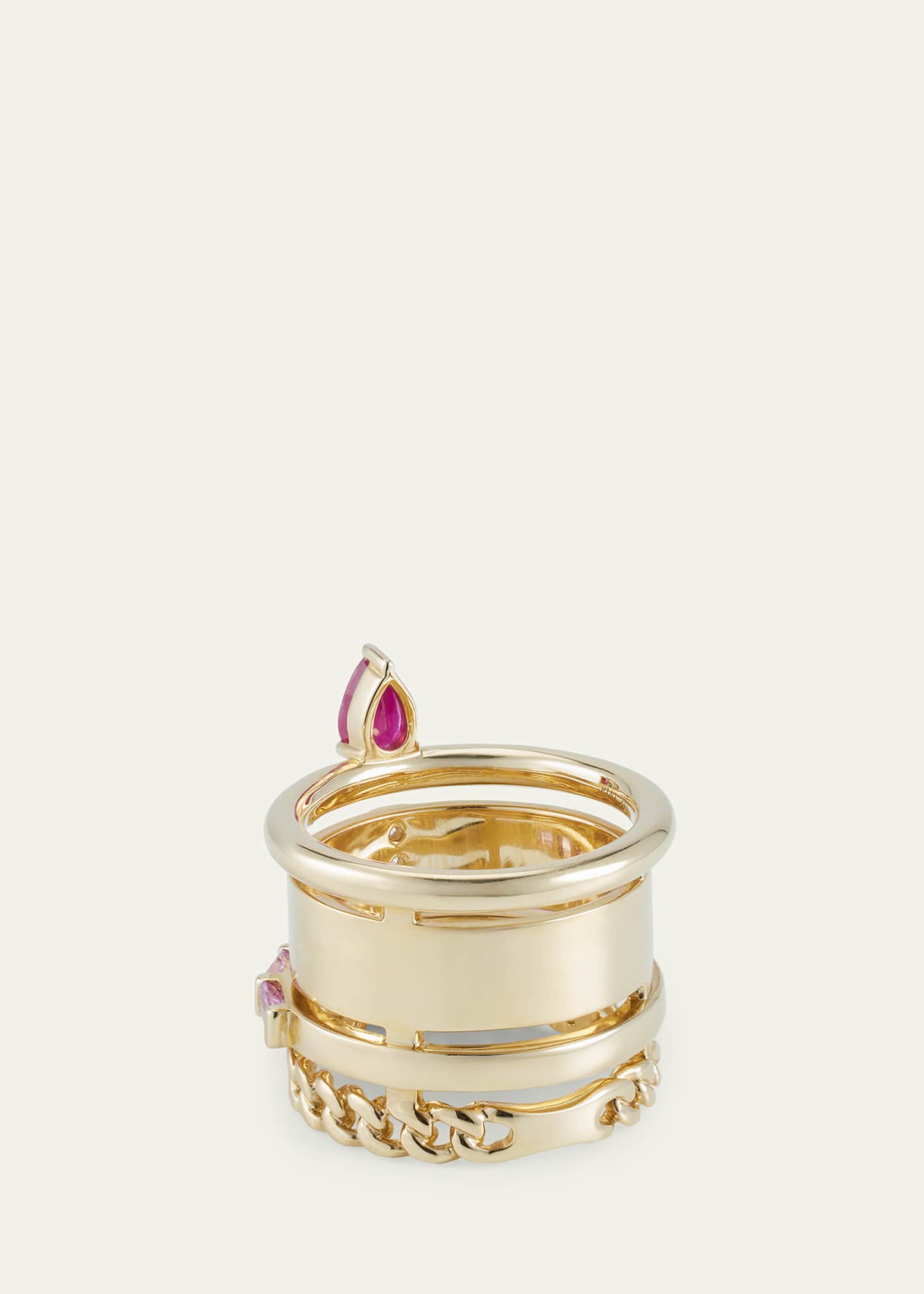 TYPE JEWELRY 14K Yellow Gold The Type Pink Stack Diamond Ring with Ruby and Sapphires Image 4 of 4