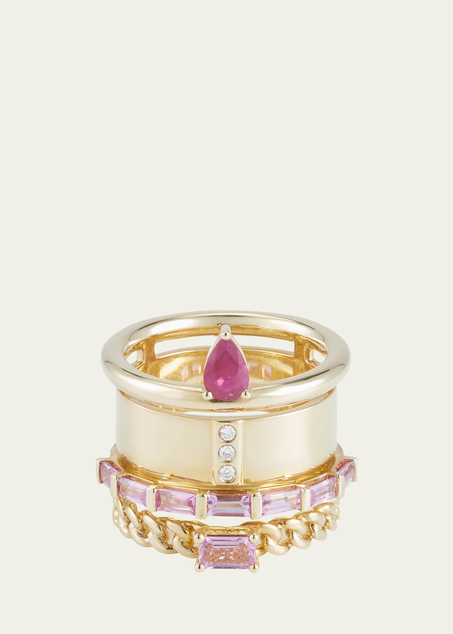 TYPE JEWELRY 14K Yellow Gold The Type Pink Stack Diamond Ring with Ruby and Sapphires Image 1 of 4