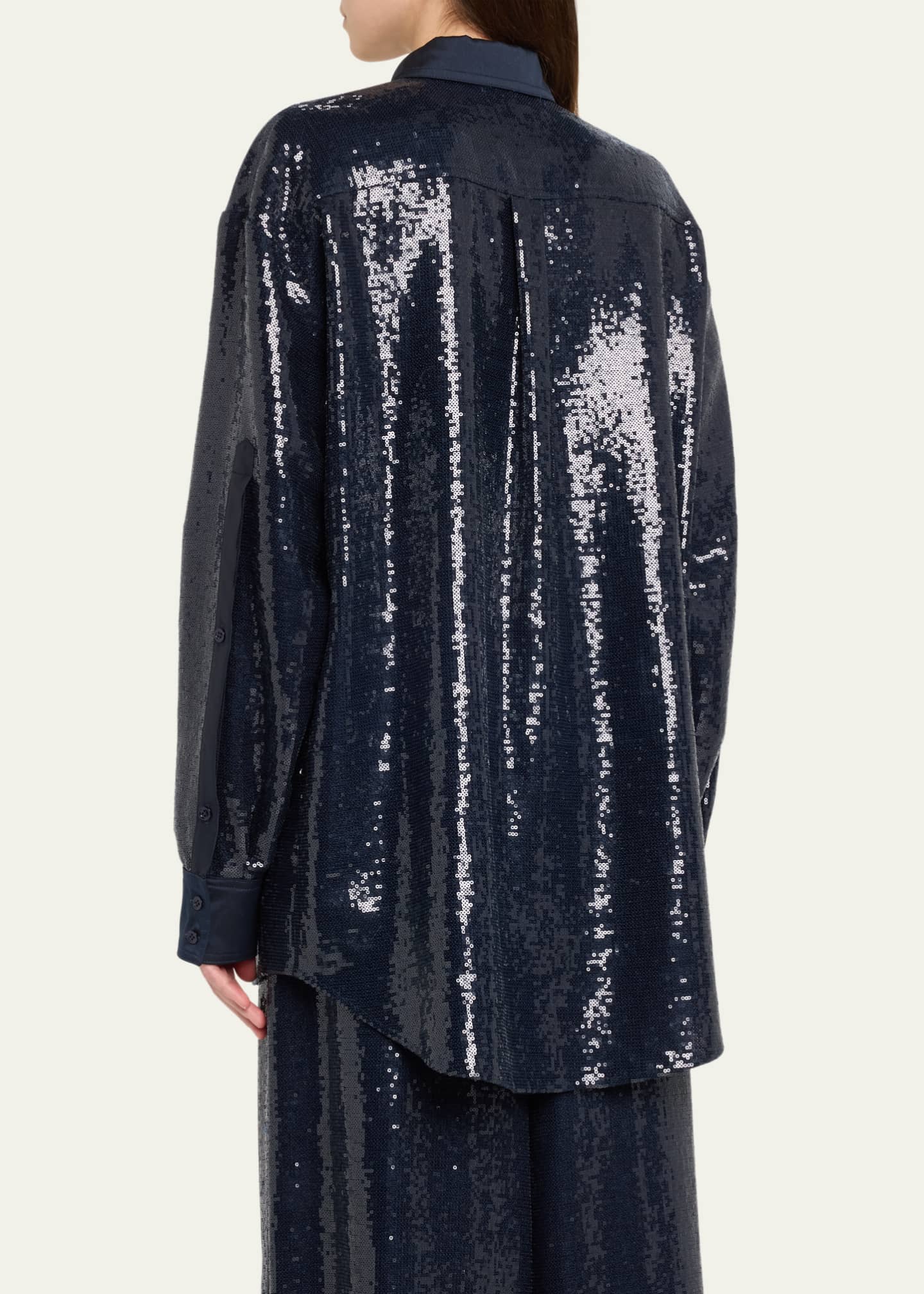 CHRISTOPHER JOHN ROGERS Sequined Jumbo Button Down Shirt Image 3 of 5