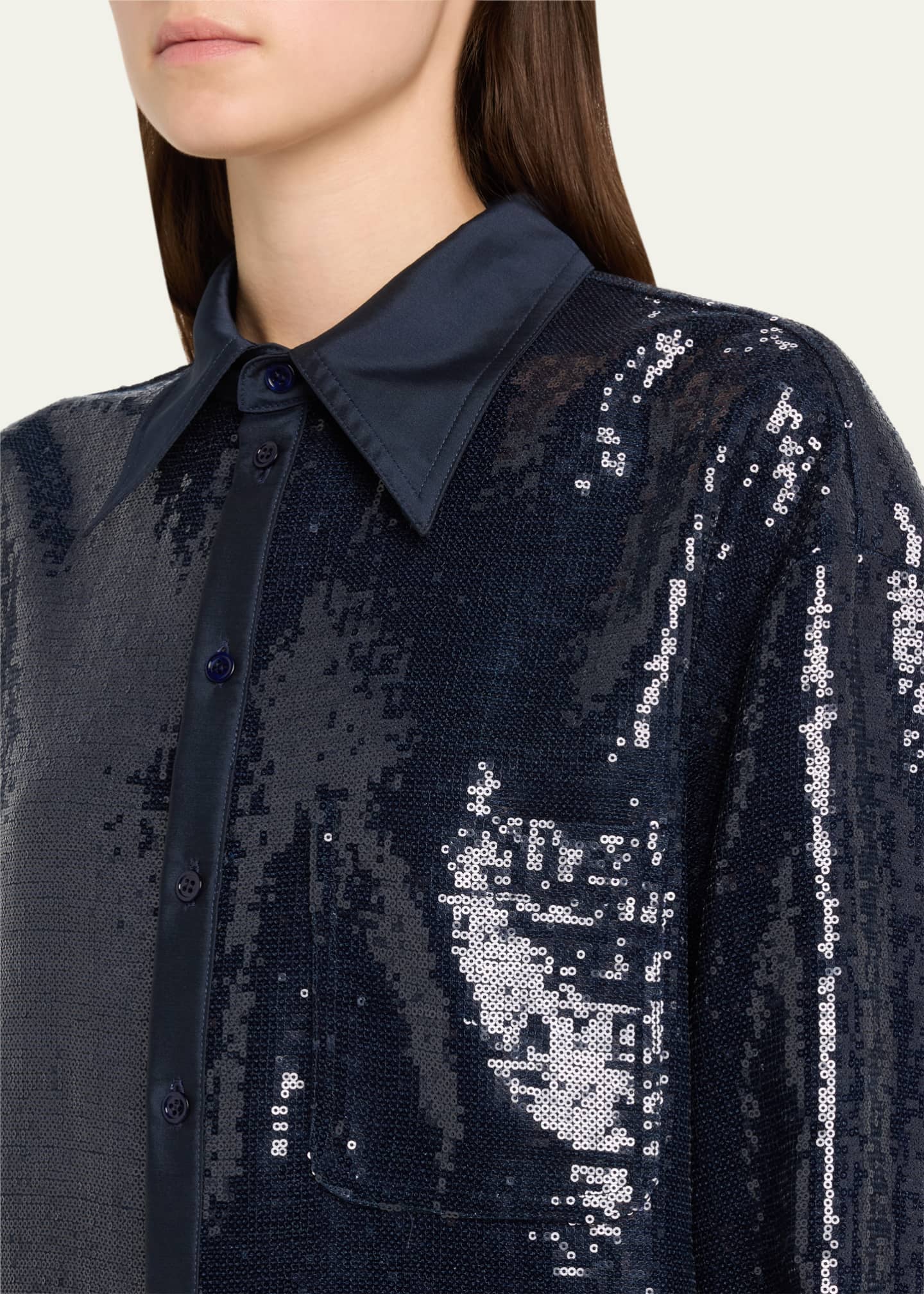 CHRISTOPHER JOHN ROGERS Sequined Jumbo Button Down Shirt Image 5 of 5
