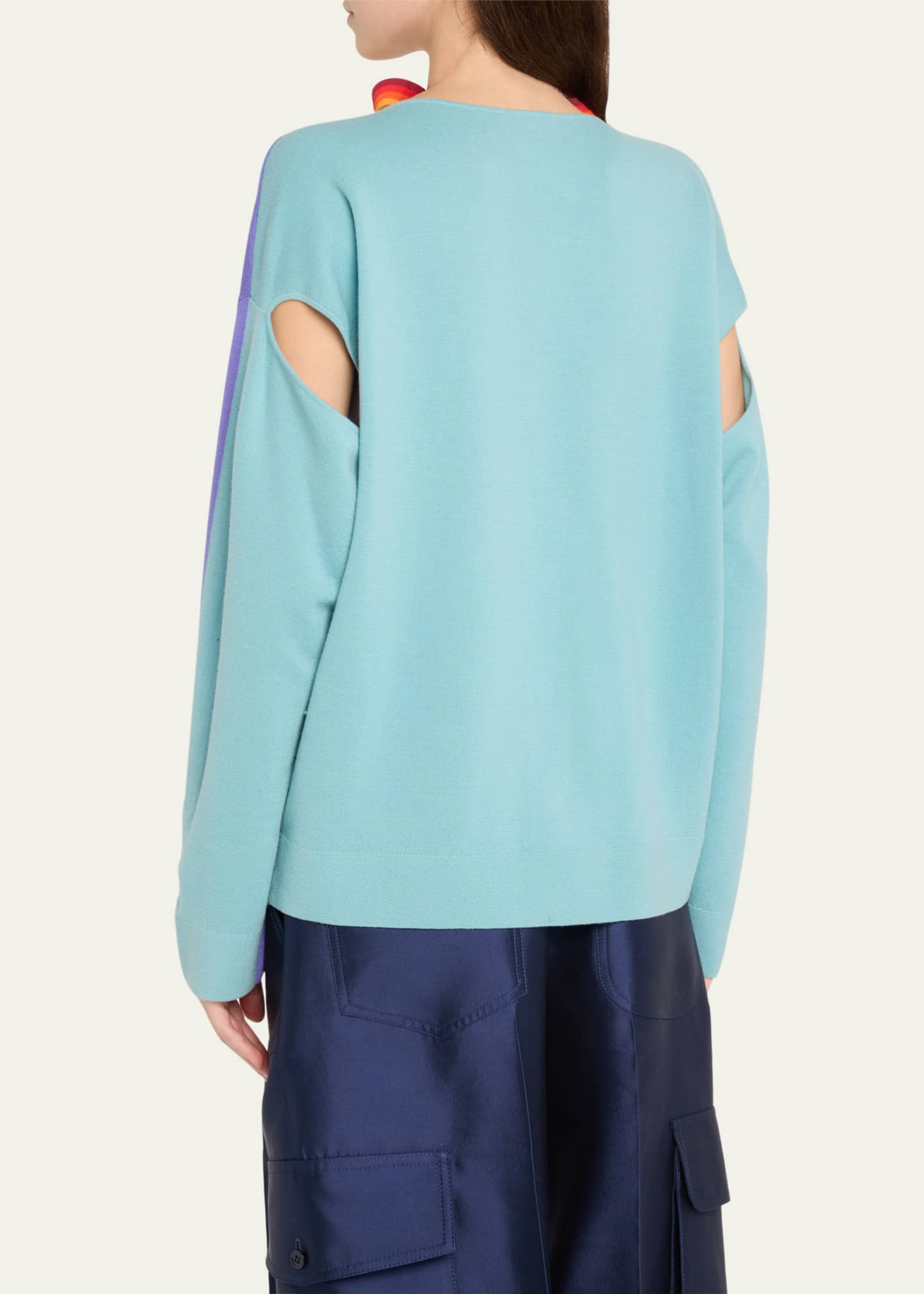 CHRISTOPHER JOHN ROGERS Convertible Colorblock Cutout Wool Cardigan Image 3 of 5