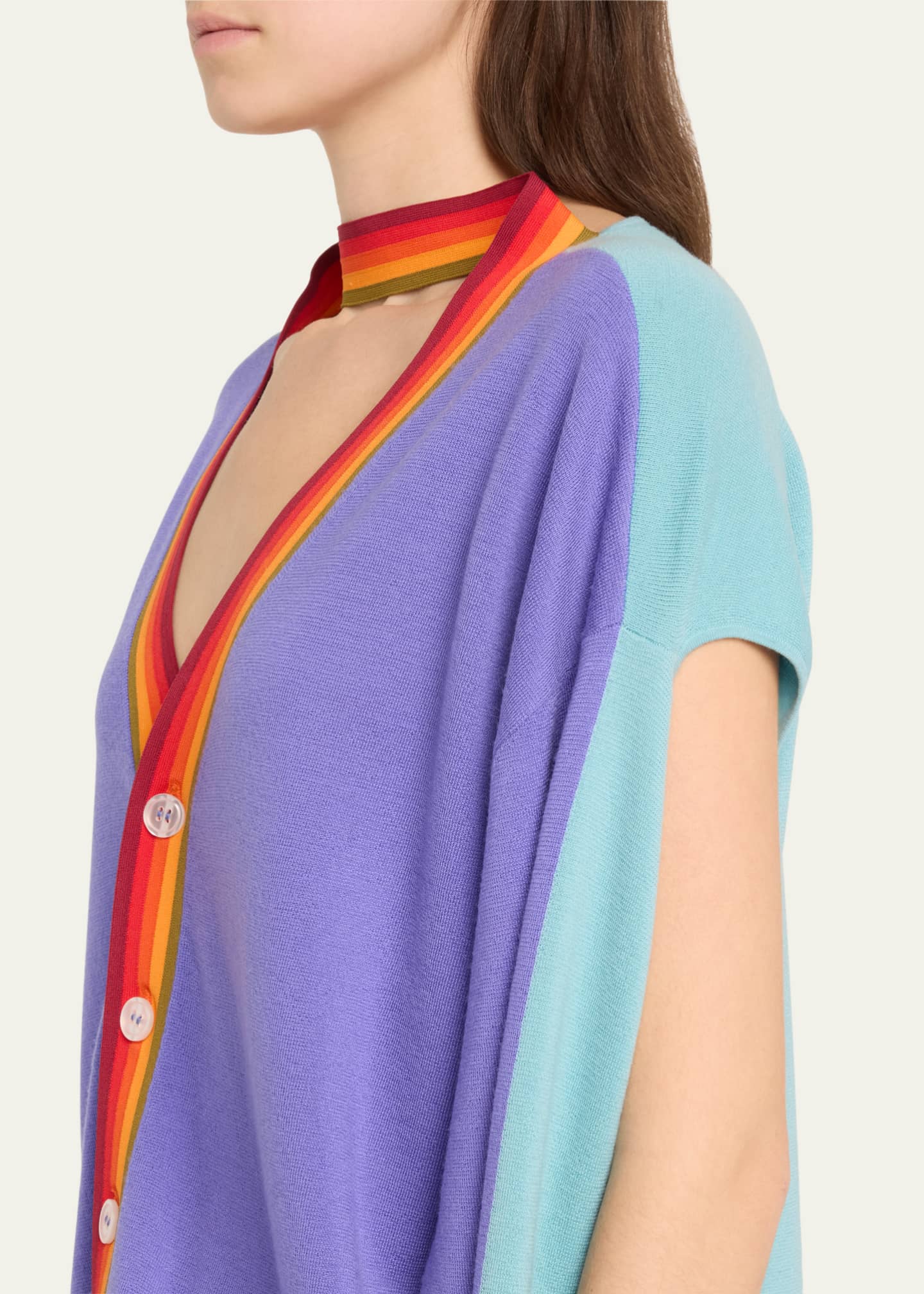CHRISTOPHER JOHN ROGERS Convertible Colorblock Cutout Wool Cardigan Image 5 of 5