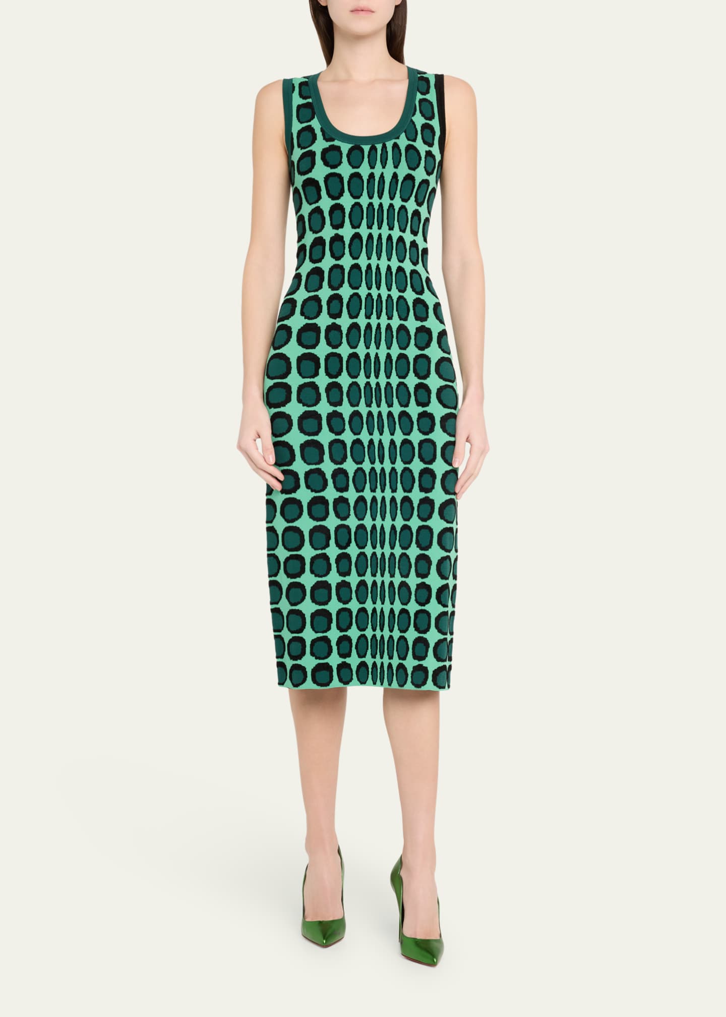 CHRISTOPHER JOHN ROGERS Wiggle Dot Jacquard Midi Tank Dress Image 2 of 5