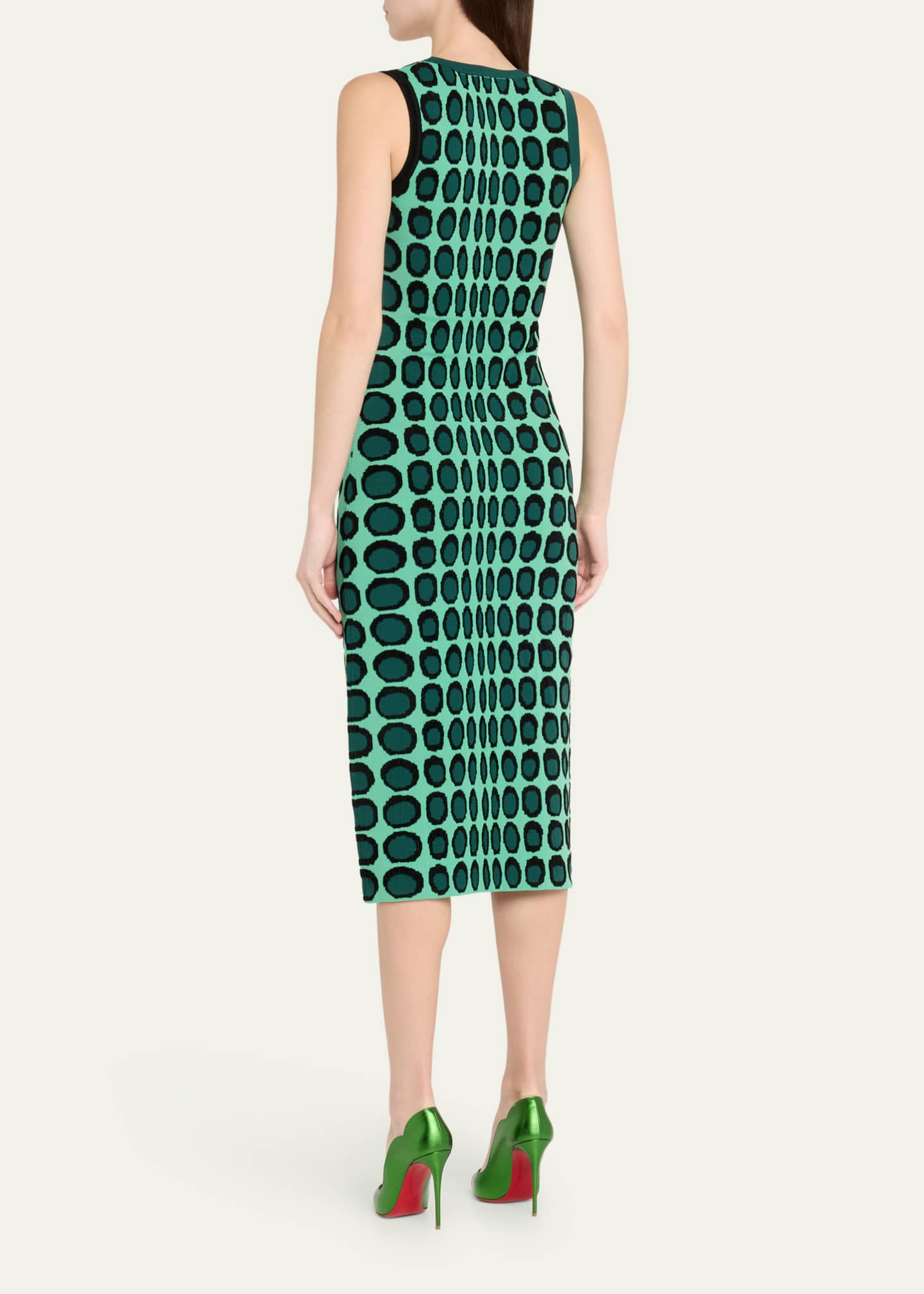 CHRISTOPHER JOHN ROGERS Wiggle Dot Jacquard Midi Tank Dress Image 3 of 5