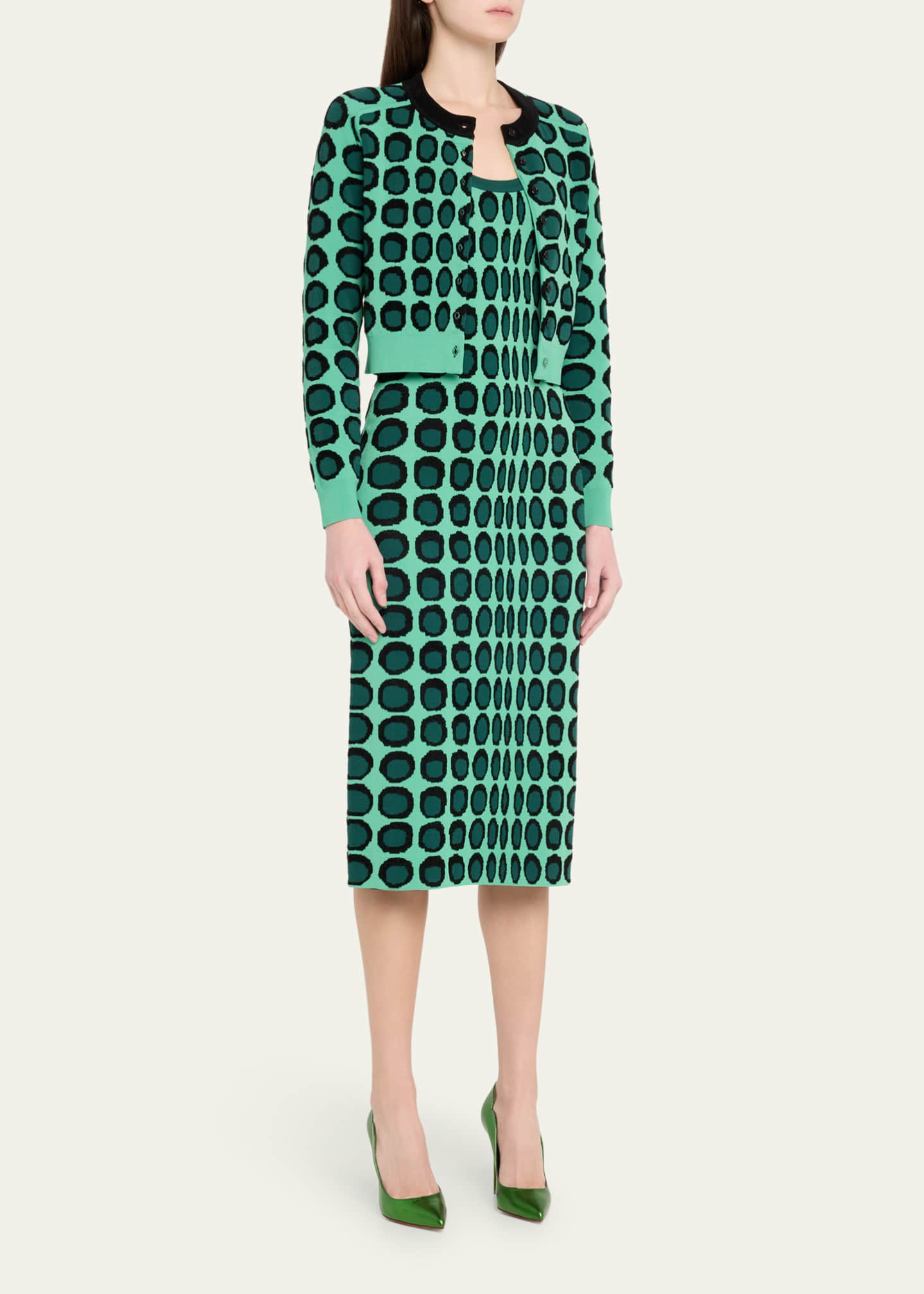 CHRISTOPHER JOHN ROGERS Wiggle Dot Jacquard Midi Tank Dress Image 4 of 5