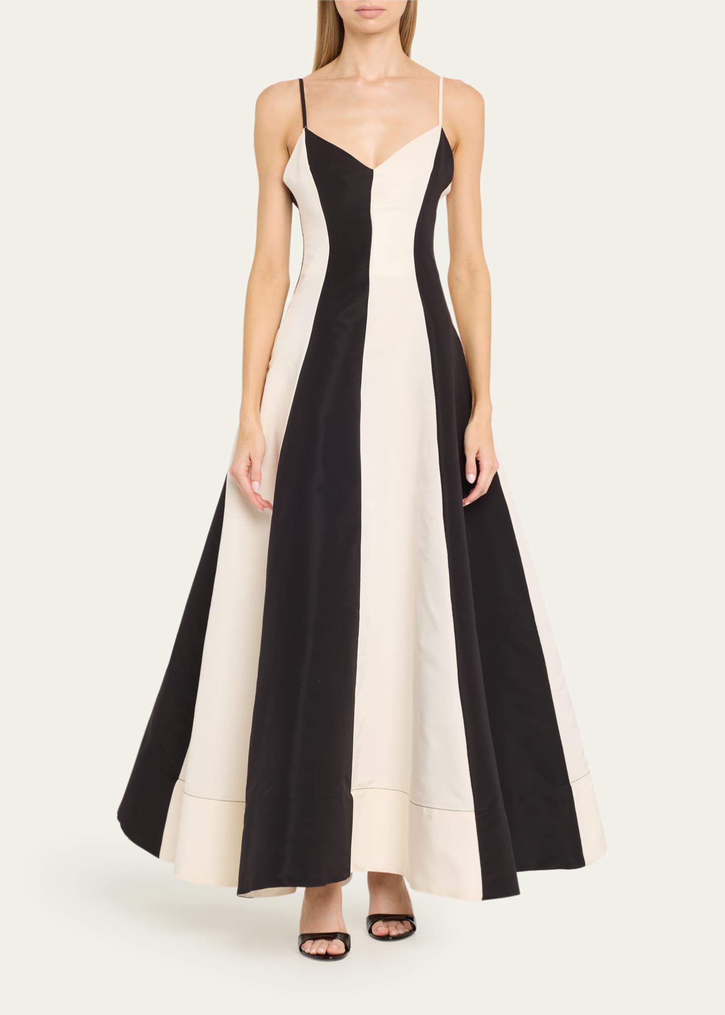 CHRISTOPHER JOHN ROGERS Stripe Colorblock V-Neck Evening Gown Image 2 of 5