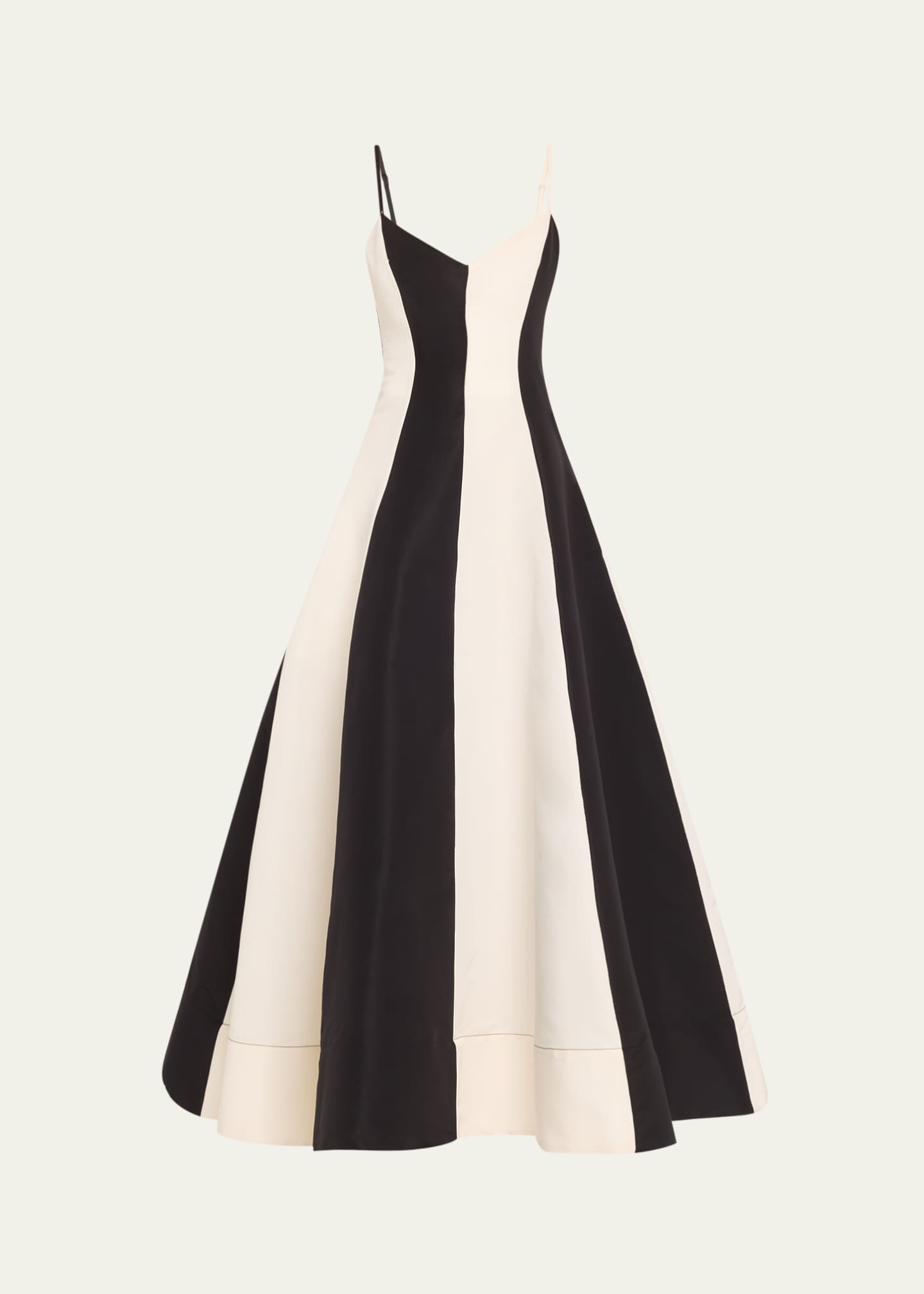 CHRISTOPHER JOHN ROGERS Stripe Colorblock V-Neck Evening Gown Image 1 of 5