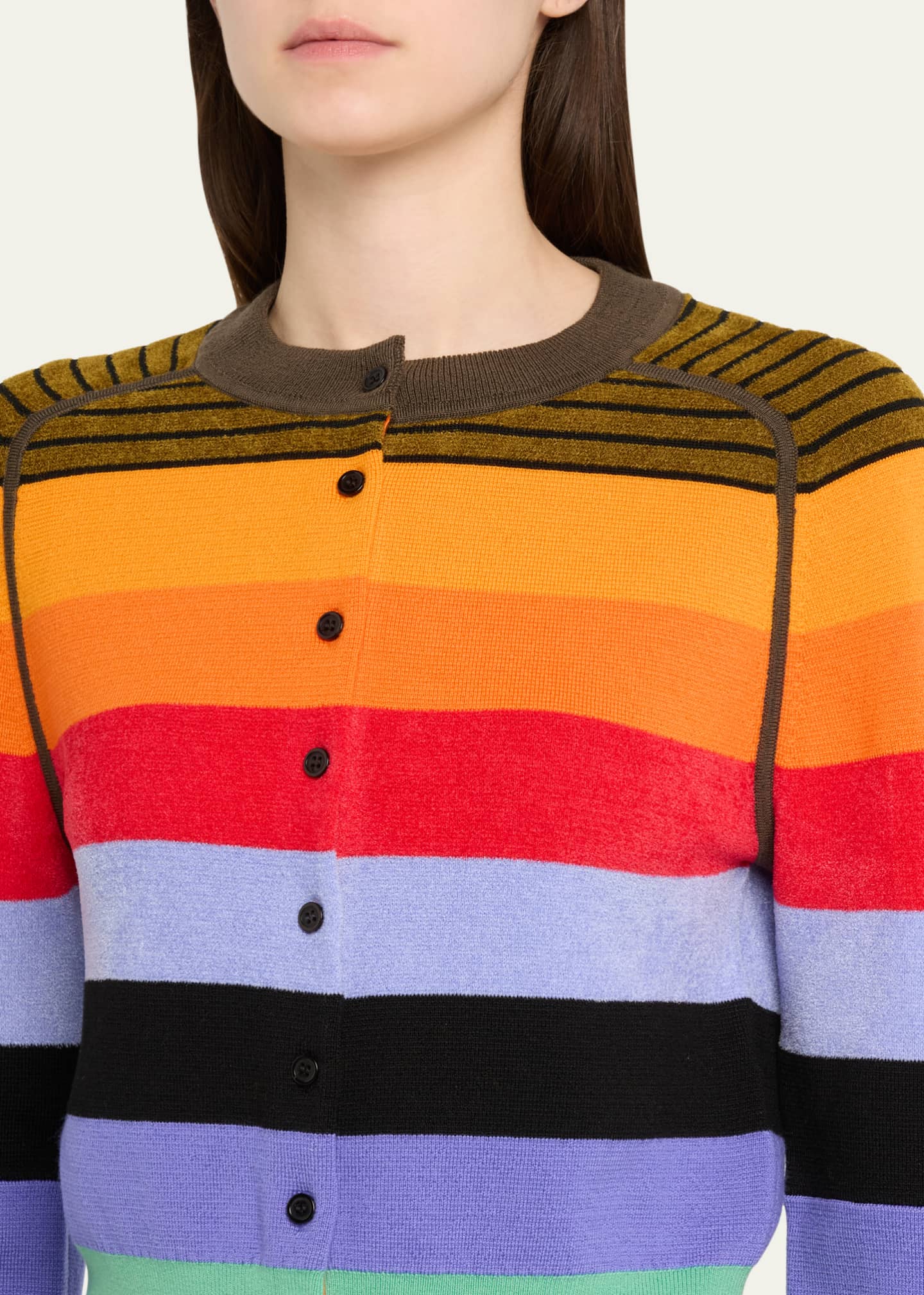 CHRISTOPHER JOHN ROGERS Rainbow Striped Cropped Wool Cardigan Image 5 of 5