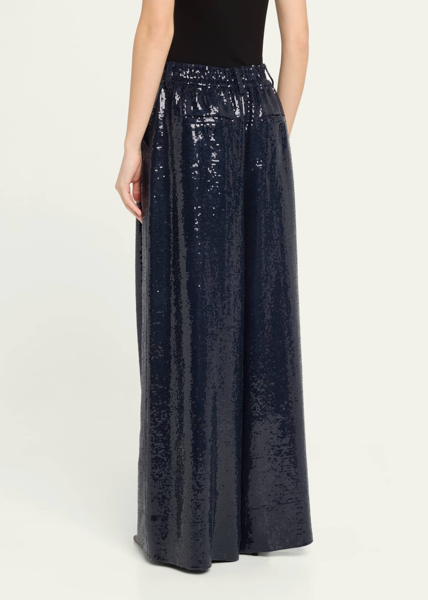 CHRISTOPHER JOHN ROGERS Sequined Elastic Waist Wide Leg Trousers Image 3 of 5