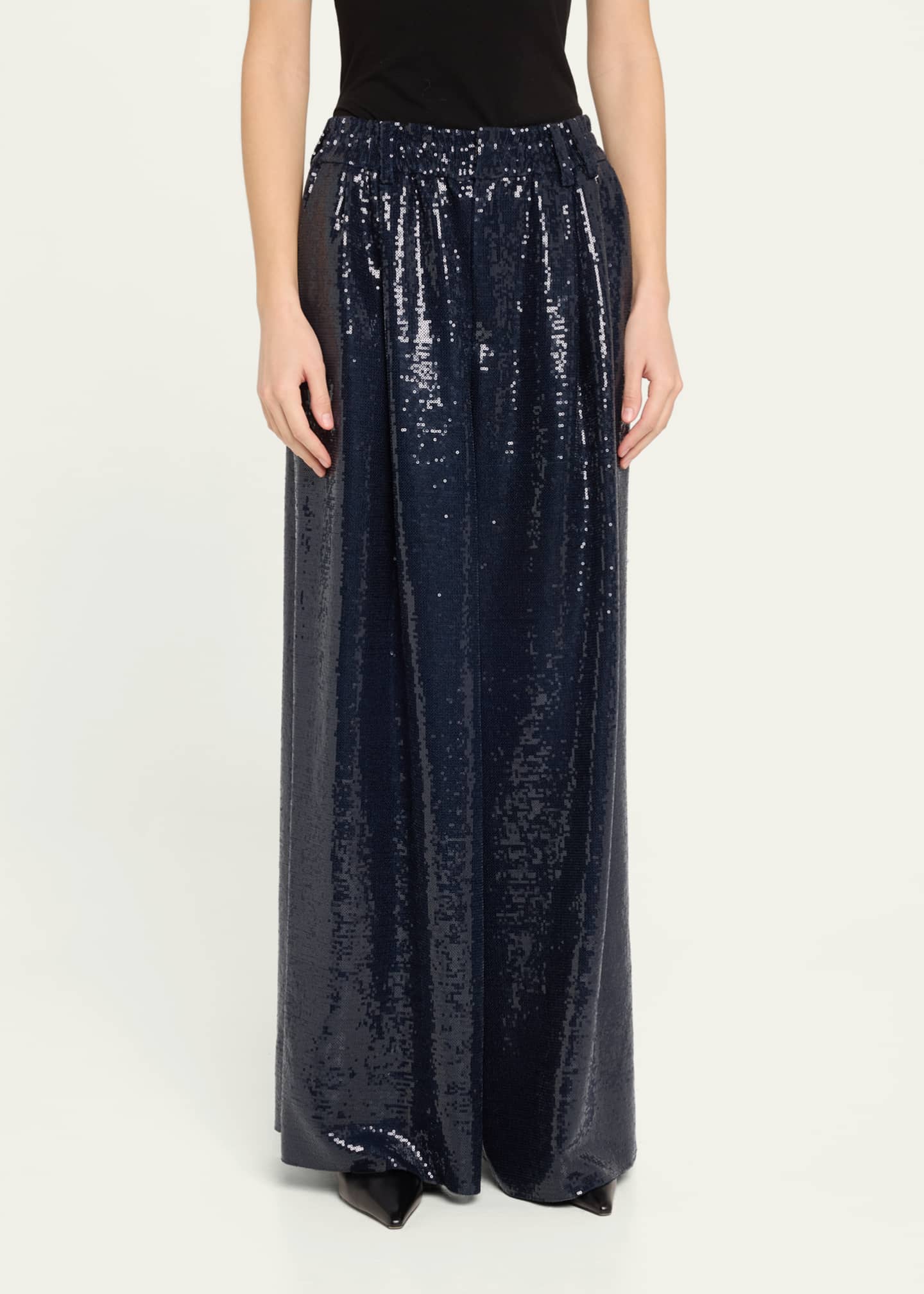 CHRISTOPHER JOHN ROGERS Sequined Elastic Waist Wide Leg Trousers Image 4 of 5