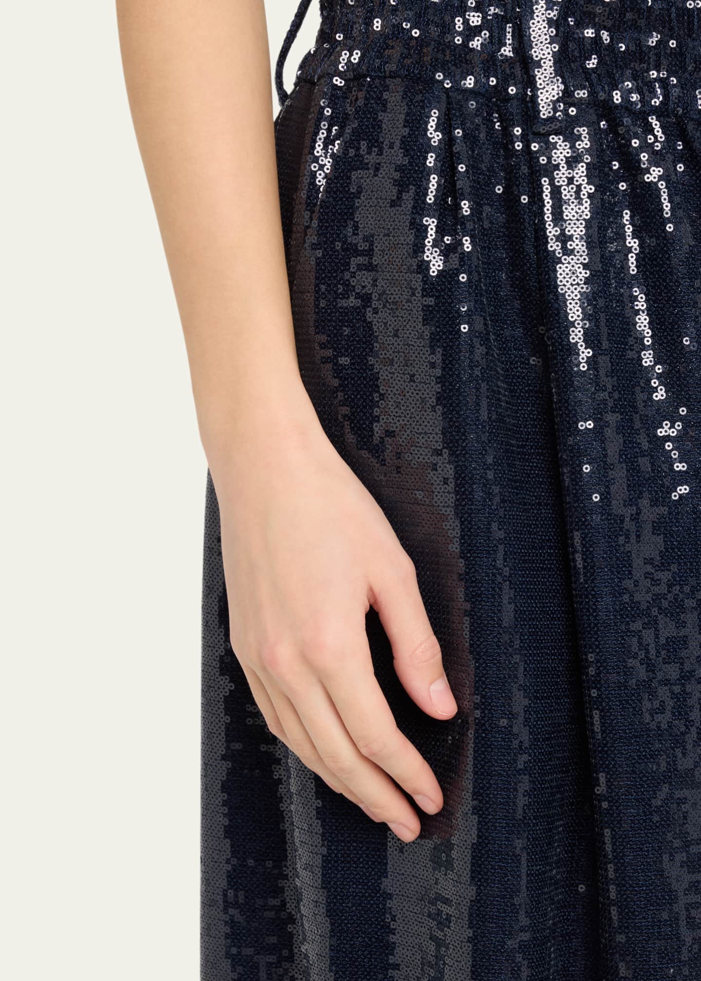 CHRISTOPHER JOHN ROGERS Sequined Elastic Waist Wide Leg Trousers Image 5 of 5