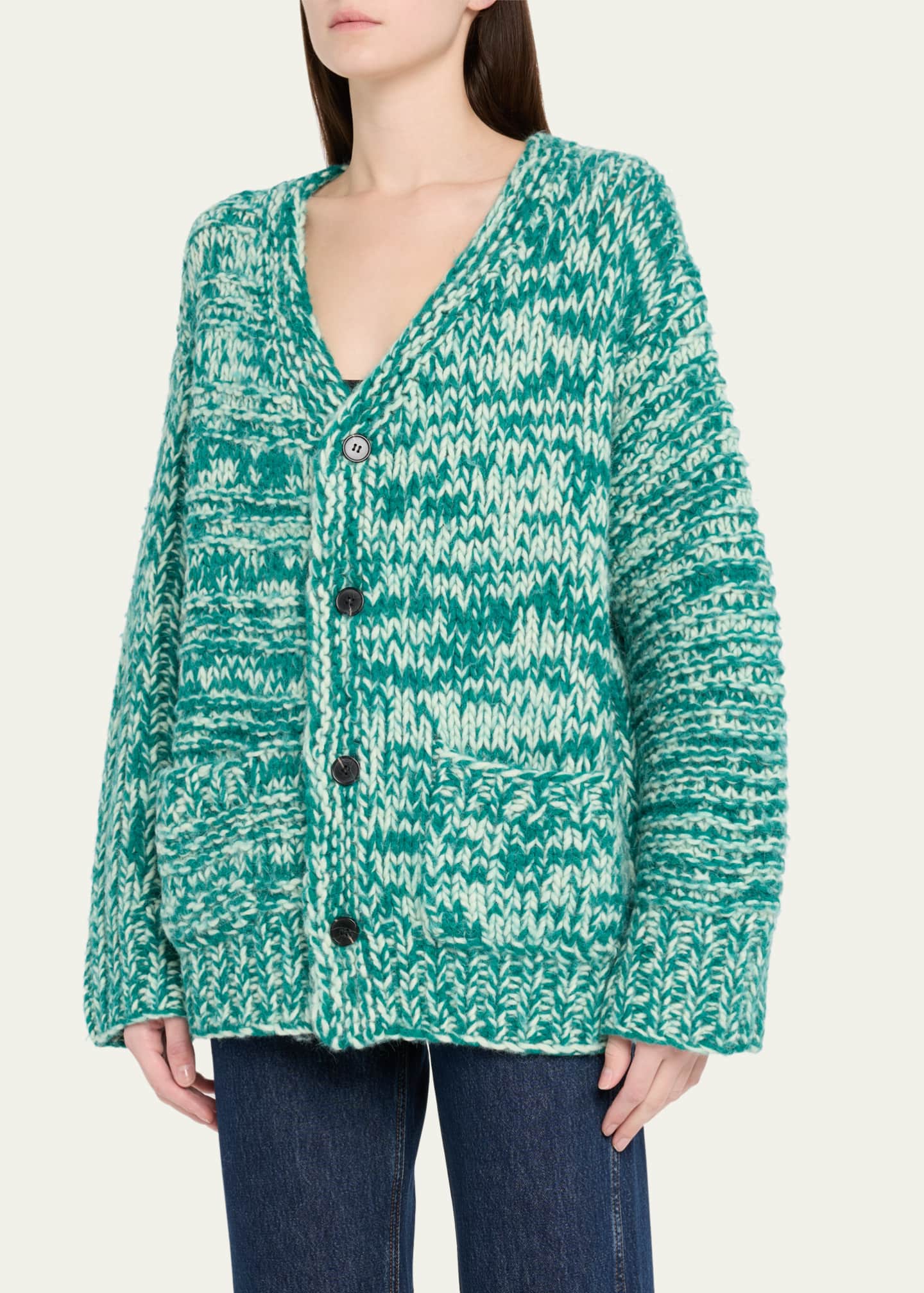 CHRISTOPHER JOHN ROGERS Giant Marled Wool Cardigan Image 4 of 5