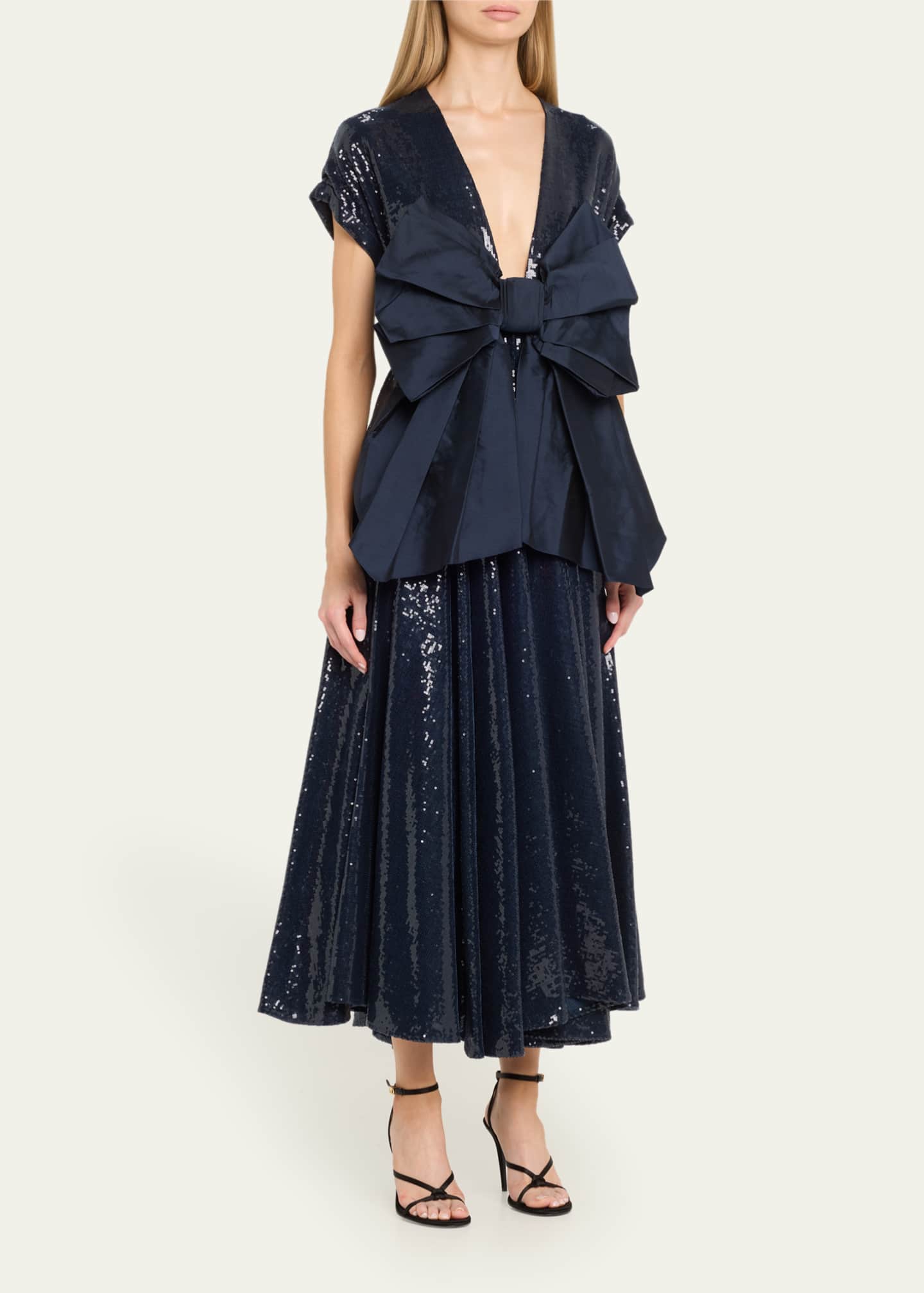 CHRISTOPHER JOHN ROGERS Sequined Crushed Bow Dress Image 4 of 5