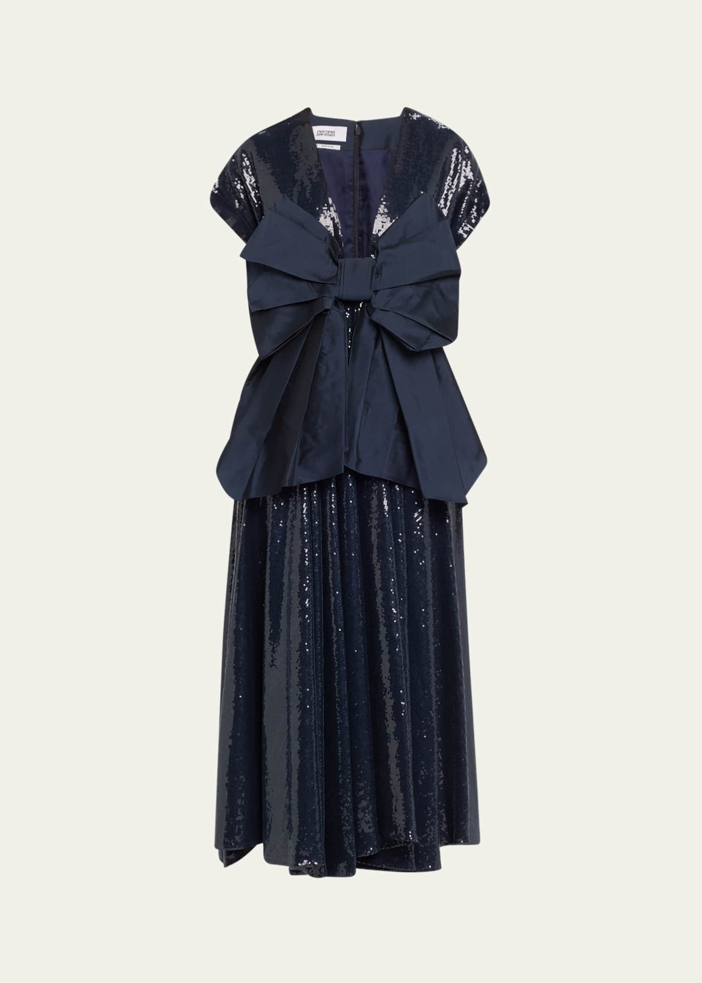 CHRISTOPHER JOHN ROGERS Sequined Crushed Bow Dress Image 1 of 5