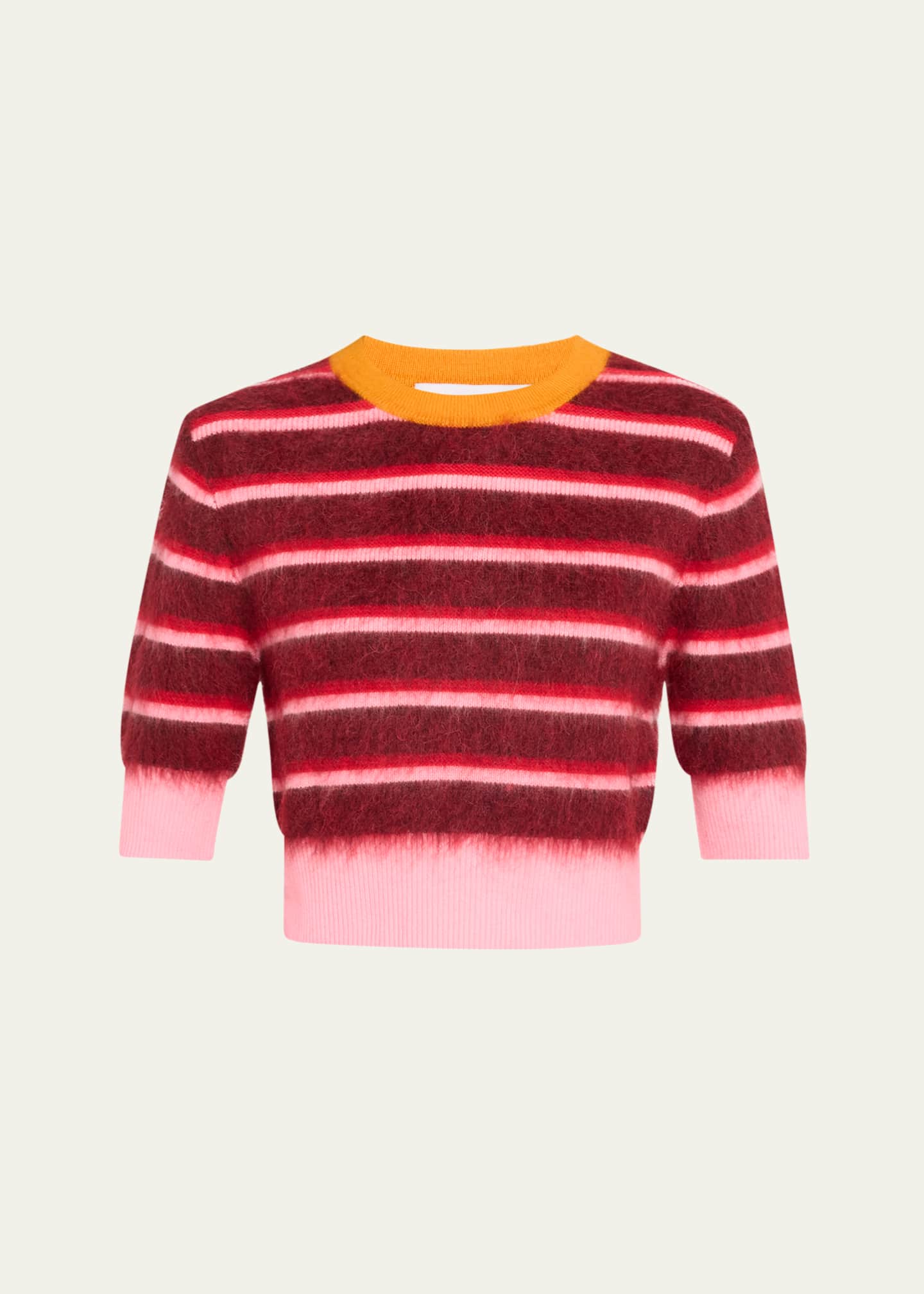 CHRISTOPHER JOHN ROGERS Striped Mohair Crop Ringer Sweater Image 1 of 5