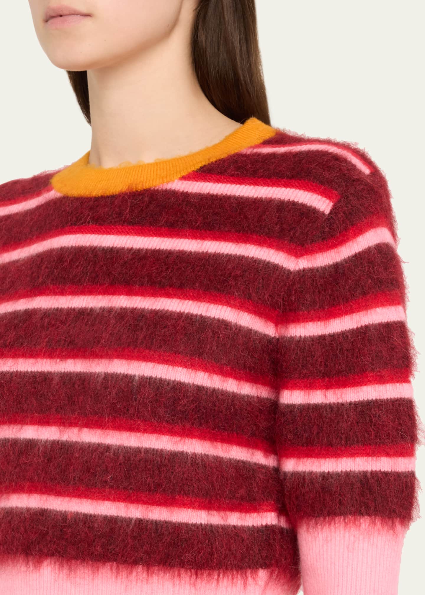 CHRISTOPHER JOHN ROGERS Striped Mohair Crop Ringer Sweater Image 5 of 5