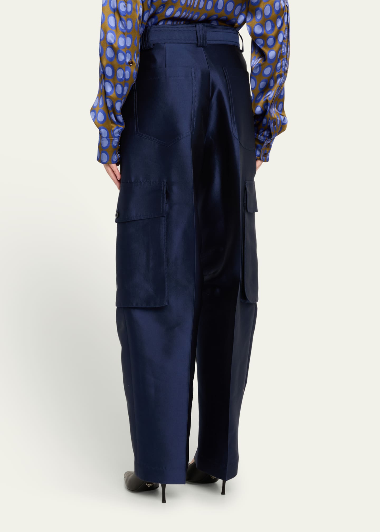 CHRISTOPHER JOHN ROGERS Belted Wool-Blend Cargo Pants Image 3 of 5