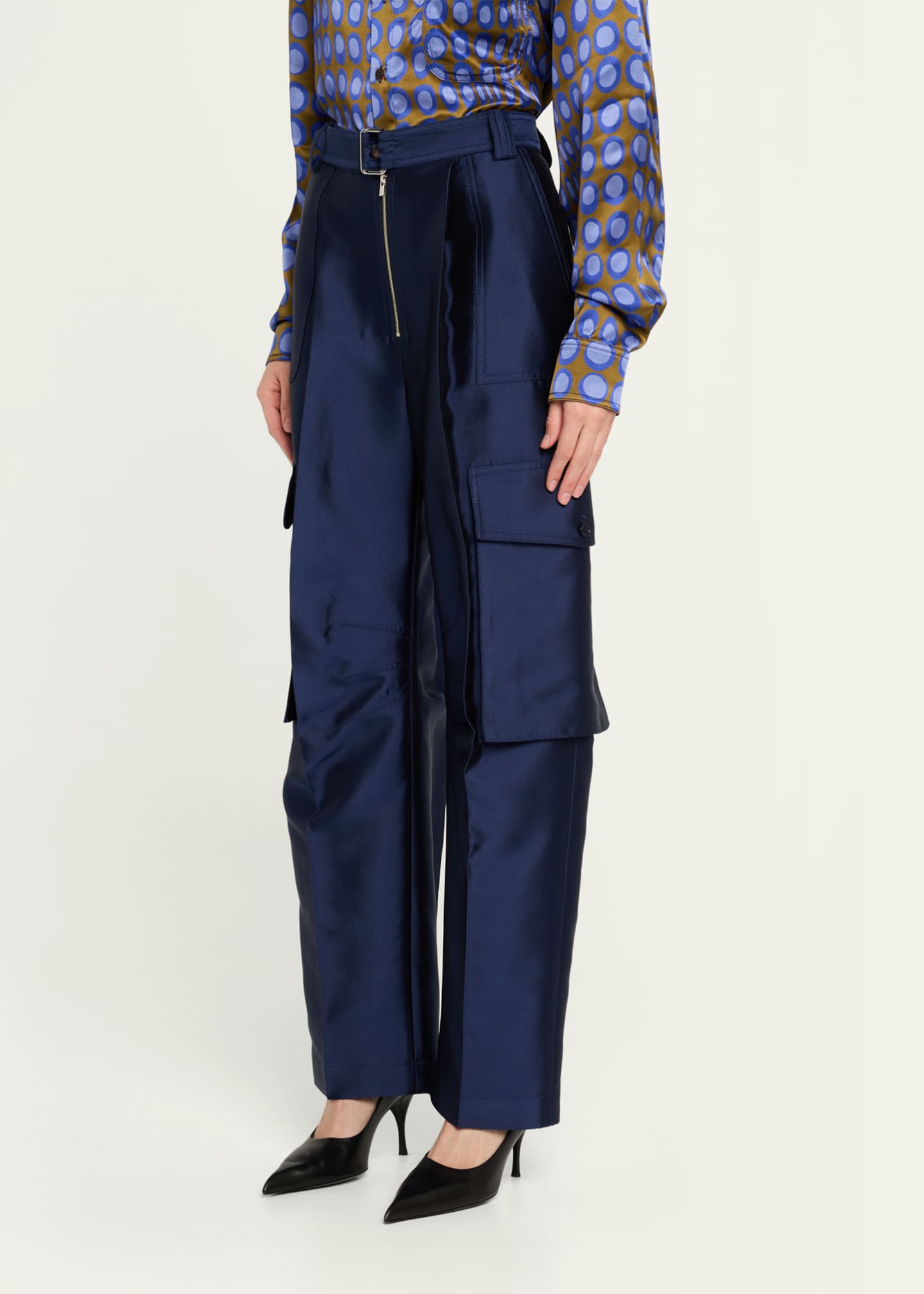CHRISTOPHER JOHN ROGERS Belted Wool-Blend Cargo Pants Image 4 of 5