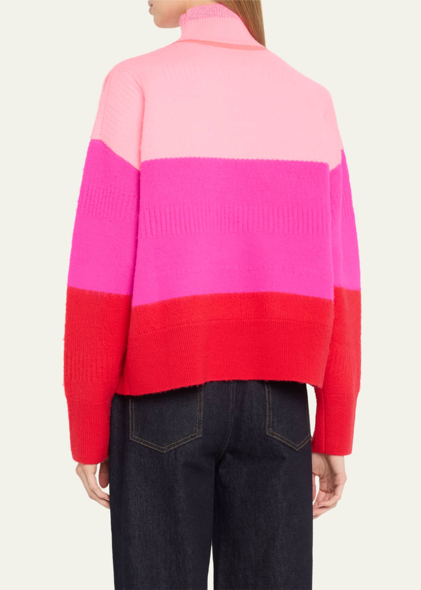 CHRISTOPHER JOHN ROGERS Colorblock Brushed Oversized Turtleneck Wool Sweater Image 3 of 5