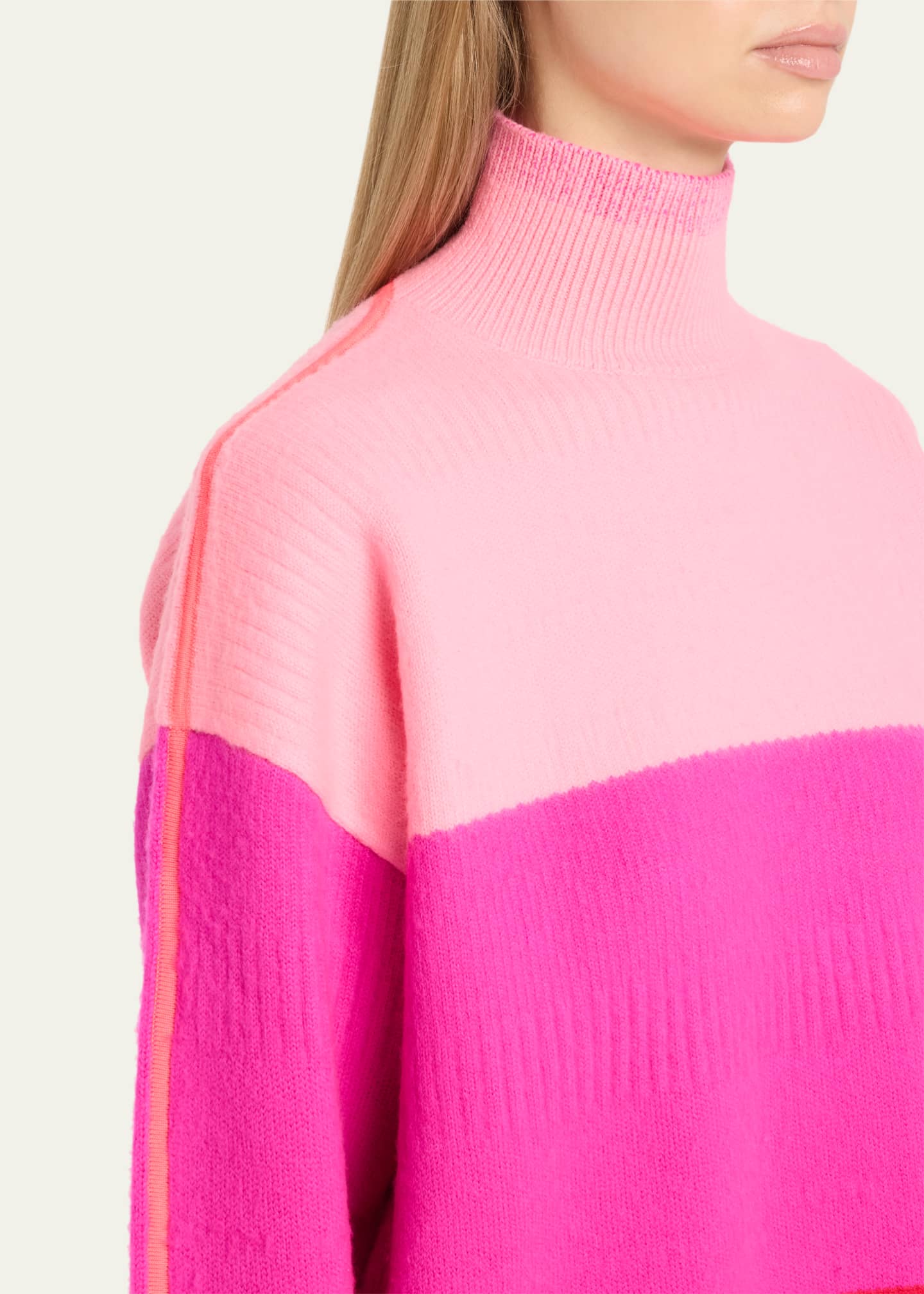 CHRISTOPHER JOHN ROGERS Colorblock Brushed Oversized Turtleneck Wool Sweater Image 5 of 5