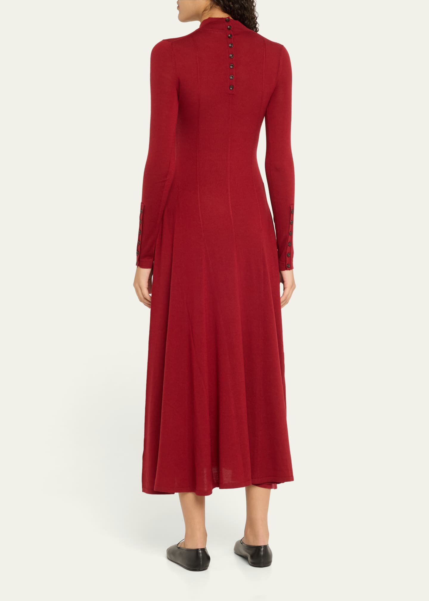 MARIA MCMANUS Godet Button Wool Maxi Dress Image 3 of 5