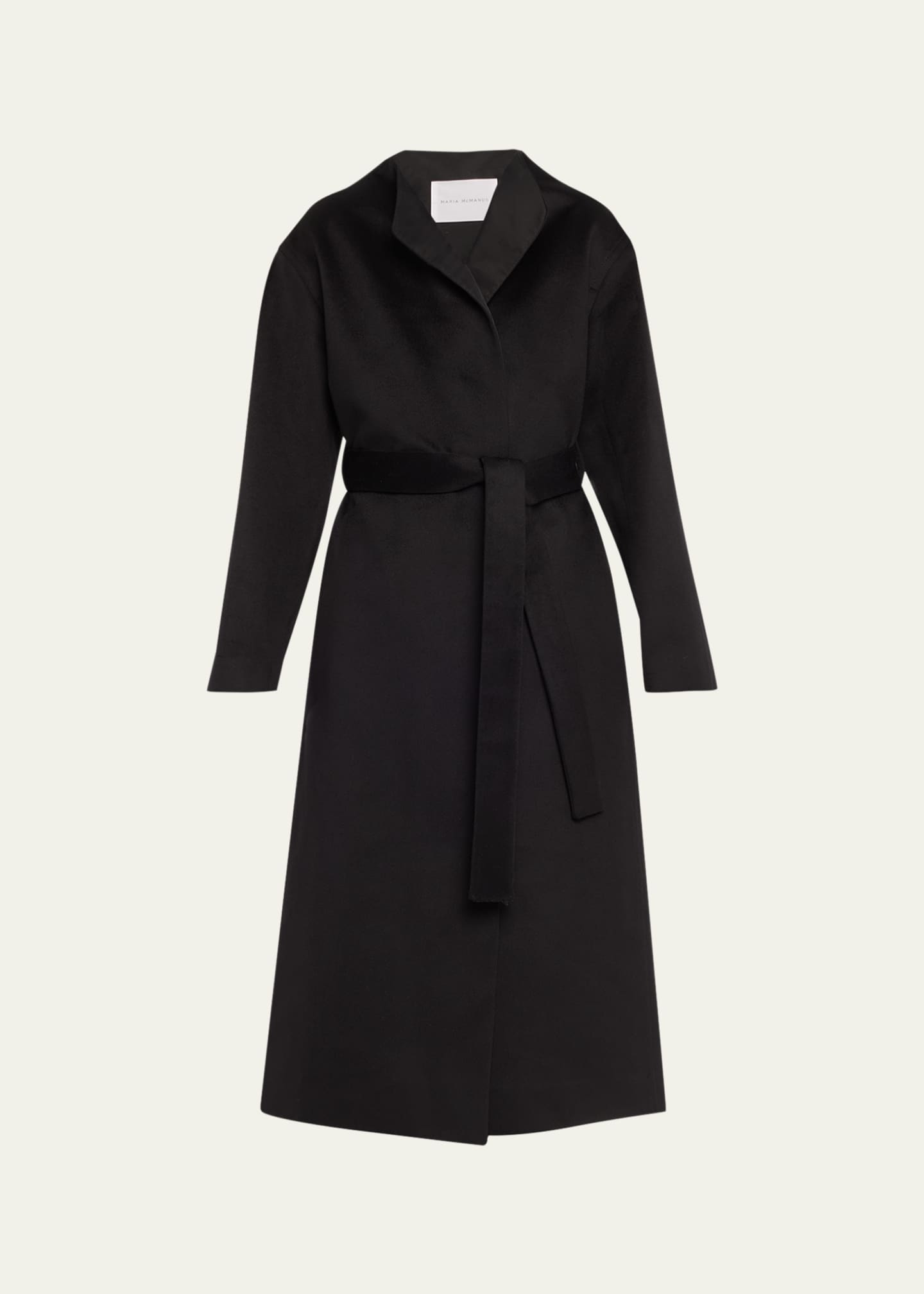 Long Self-Tie Wool Wrap Coat