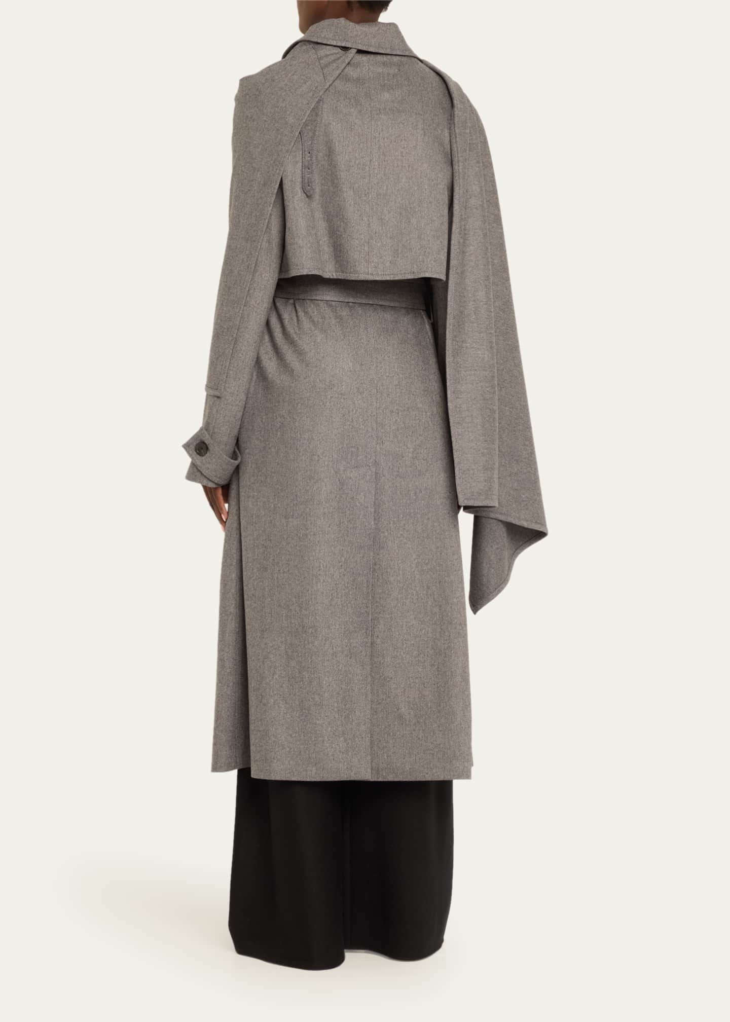 Double-Breasted Wool Cashmere Cloak Trench Coat