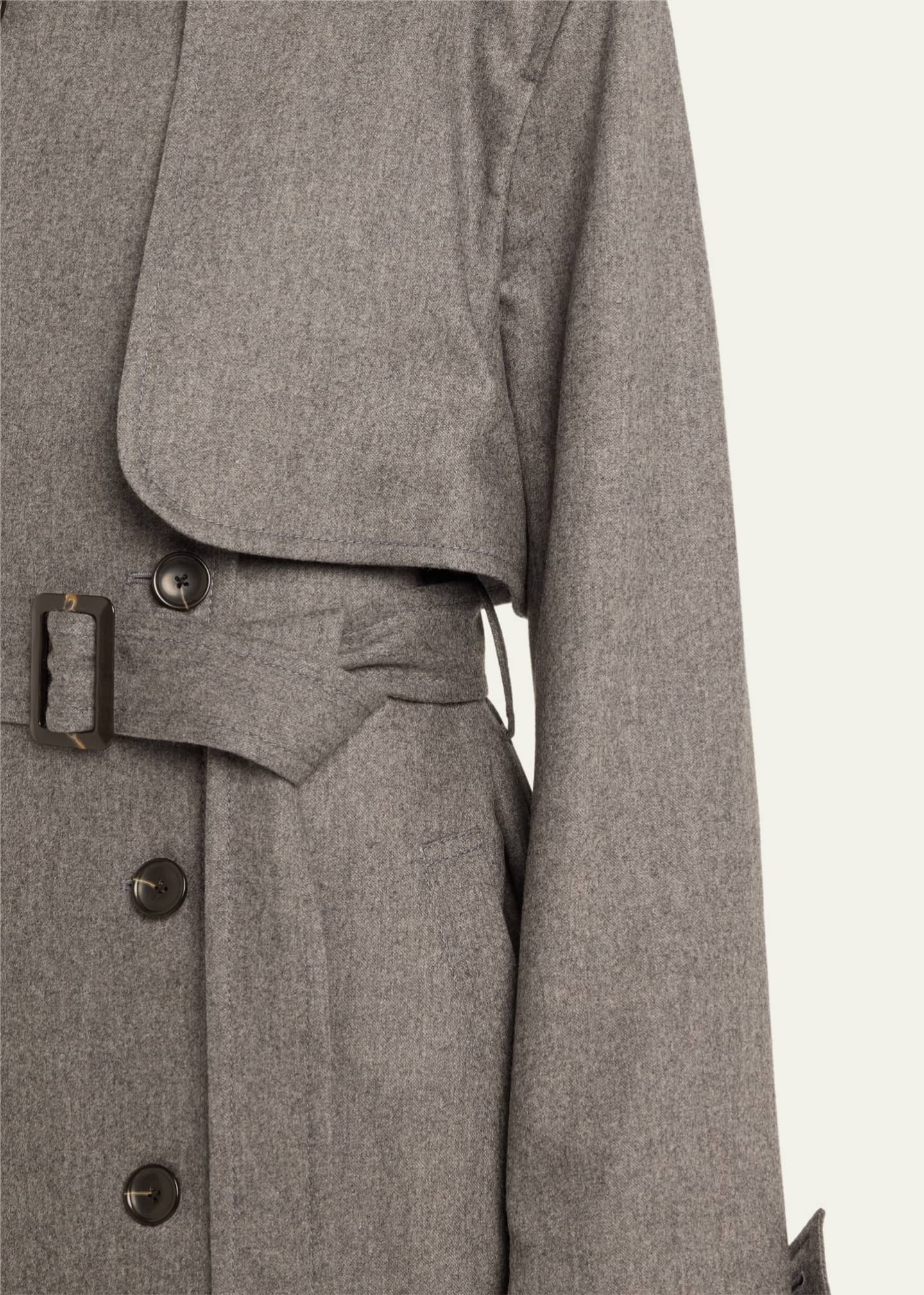 Double-Breasted Wool Cashmere Cloak Trench Coat