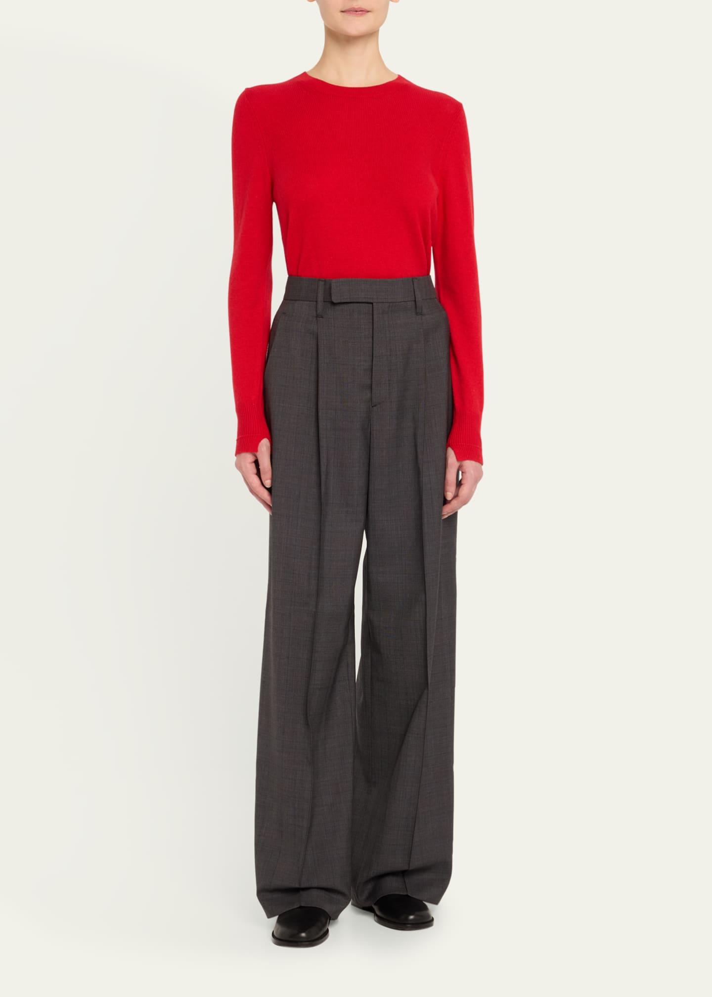 MARIA MCMANUS Pleated Wide Leg Wool Trousers Image 2 of 5